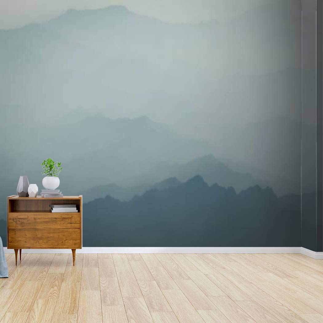 Black and White Mountain Sea of Clouds Canvas Print - Peel & Stick Self-Adhesive Wallpaper Mural for Living Room Decor | Scenic Wall Art for Home, Office & Bedroom