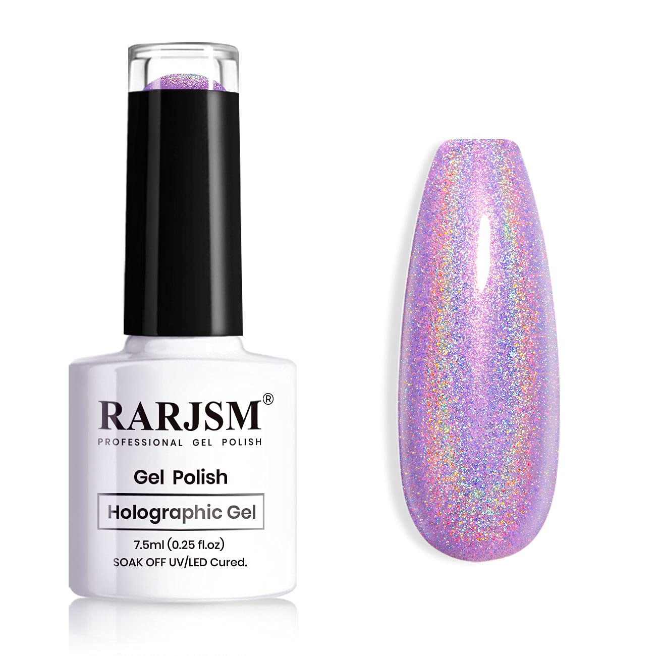 RARJSM Holographic Nail Polish - Violet Purple Gel Polish with Shimmer & Shine, UV/LED Cured Hologram Nail Gel for Spring & Summer | Salon Quality for Home Manicure & Nail Art | Perfect for Parties, Weddings & Special Occasions
