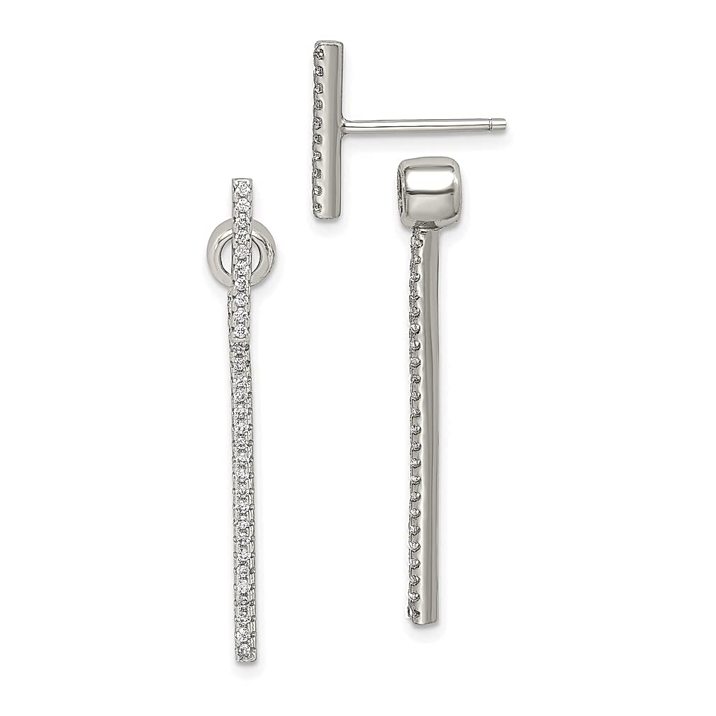 925 Sterling Silver Cubic Zirconia CZ Bar Drop Dangle Earrings for Women - Elegant Fine Jewelry Gift for Her - Perfect for Parties, Weddings & Special Occasions