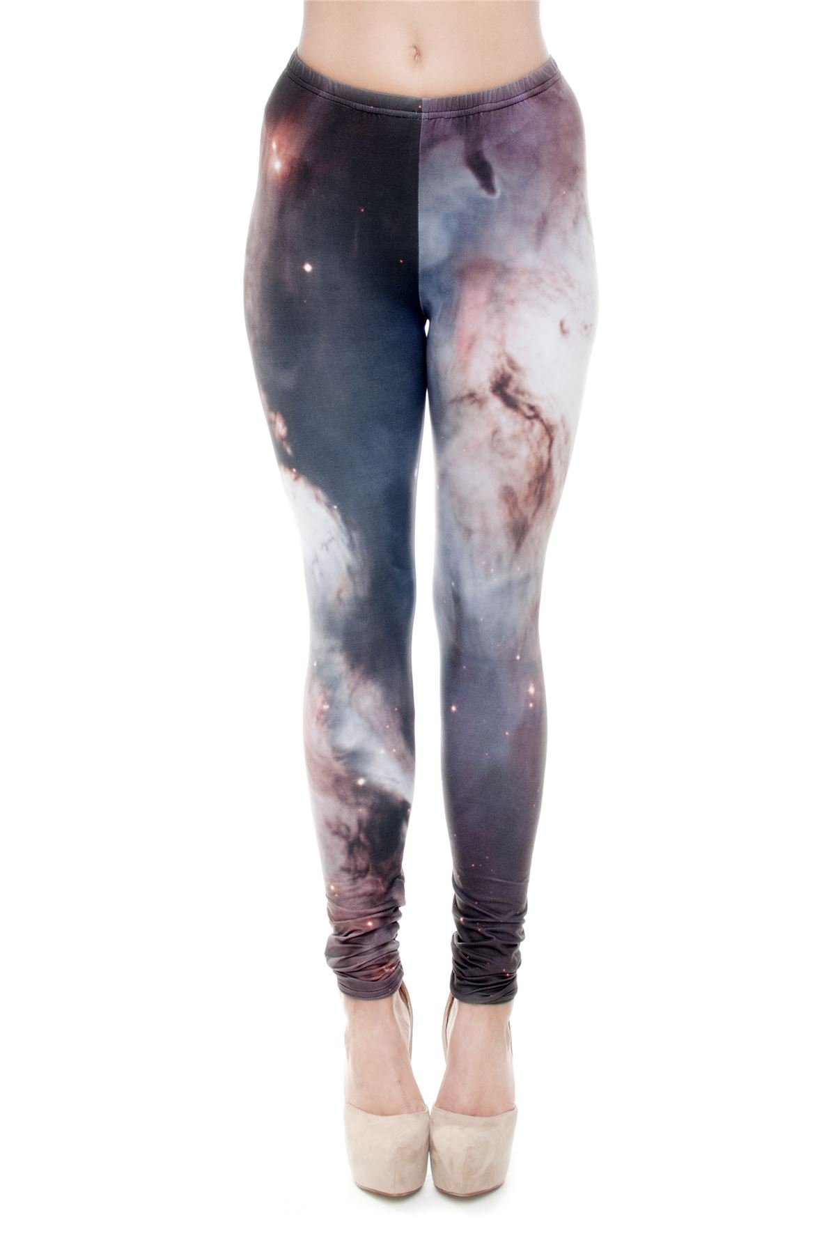 Kukubird British Designed Blueberries Flamingo Print Women's High Waist Yoga Leggings - Gym Workout Fitness Pants for Running, Pilates & Lounge Wear