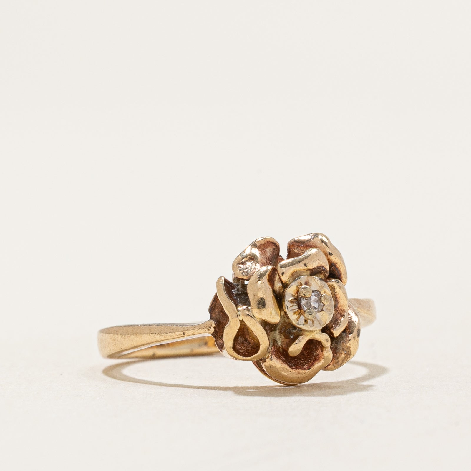 0.004ct Single Stone Diamond Flower Ring - Size 4.75 | Elegant Dainty Jewelry for Women | Perfect for Engagement, Wedding, Anniversary & Everyday Wear