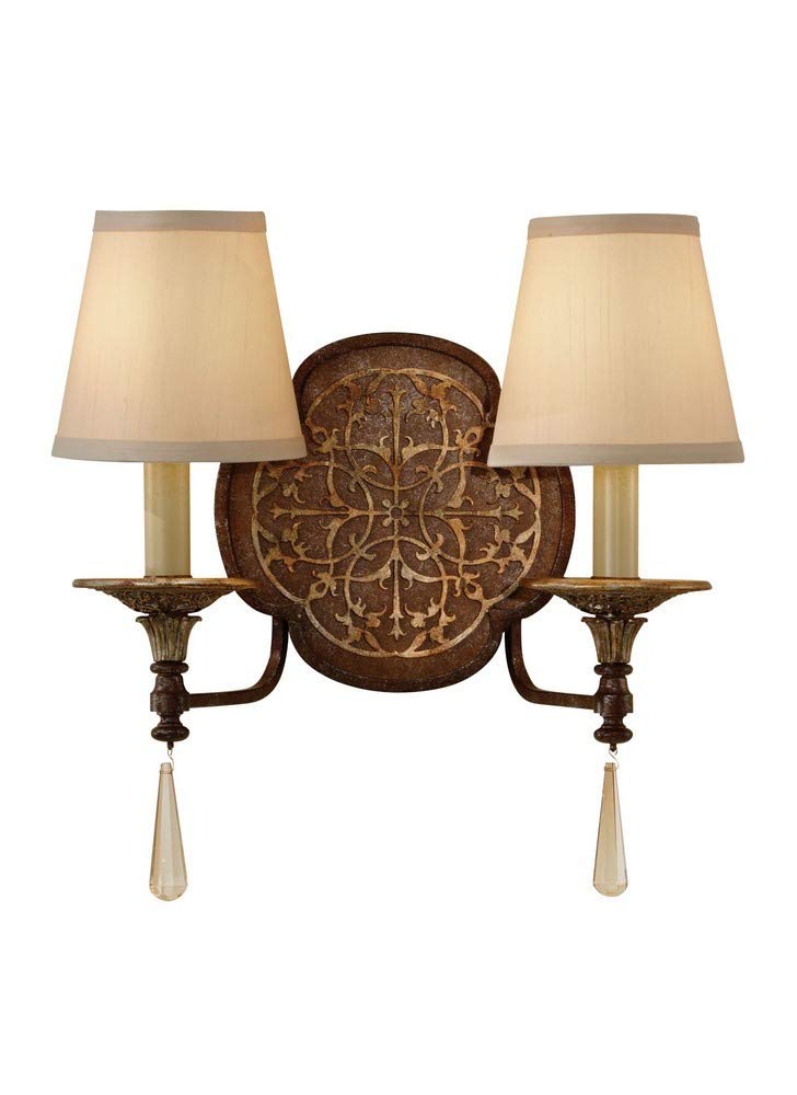 Feiss WB1530BRB/OBZ Marcella Crystal Wall Sconce - 2-Light Candle Style Fixture, Bronze Finish, 15