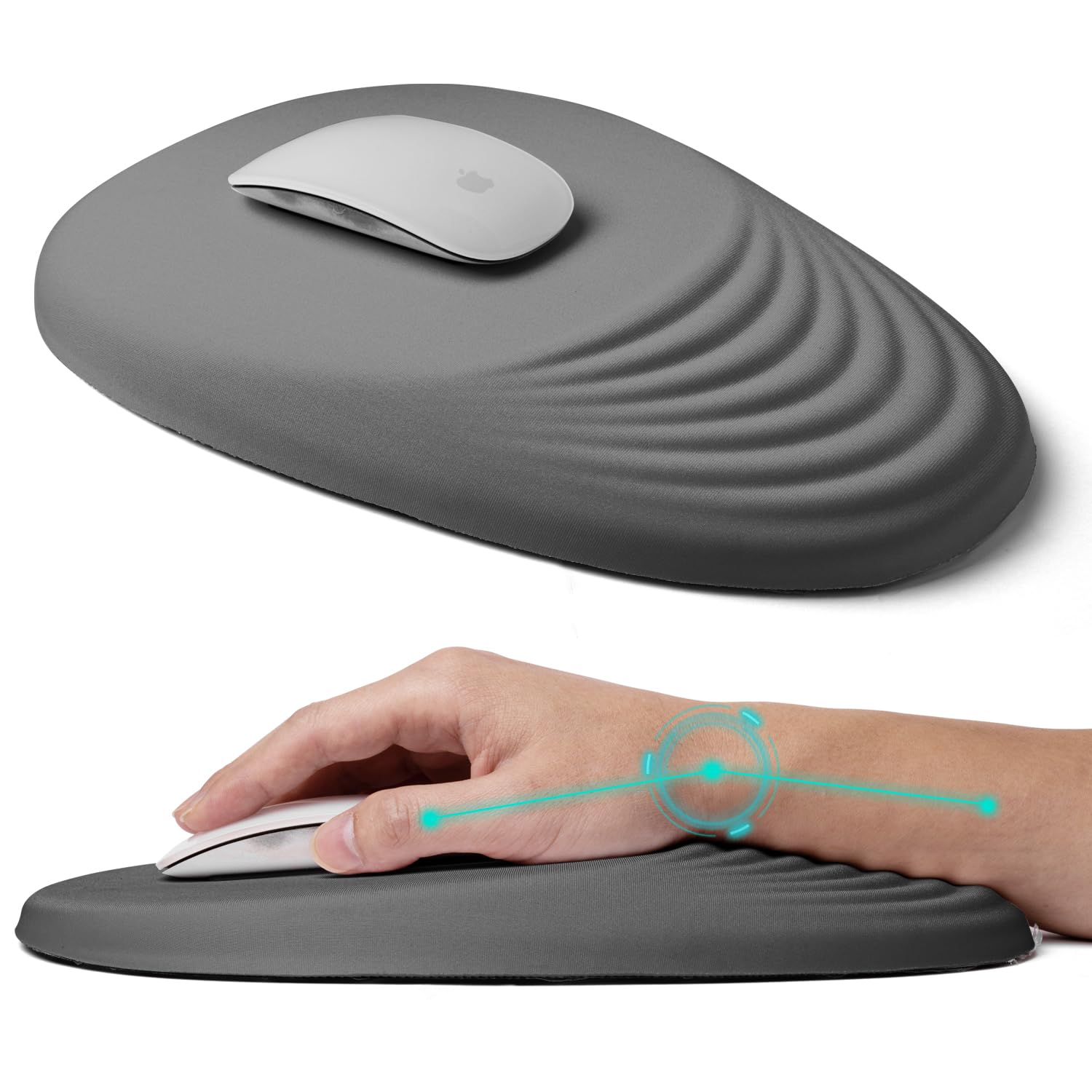 Ergonomic Mouse Pad with Wrist Rest - Memory Foam Cushion for Carpal Tunnel Pain Relief - Non-Slip PU Base Wireless Mouse Pad (Gray) - Perfect for Office, Gaming & Computer Workstations