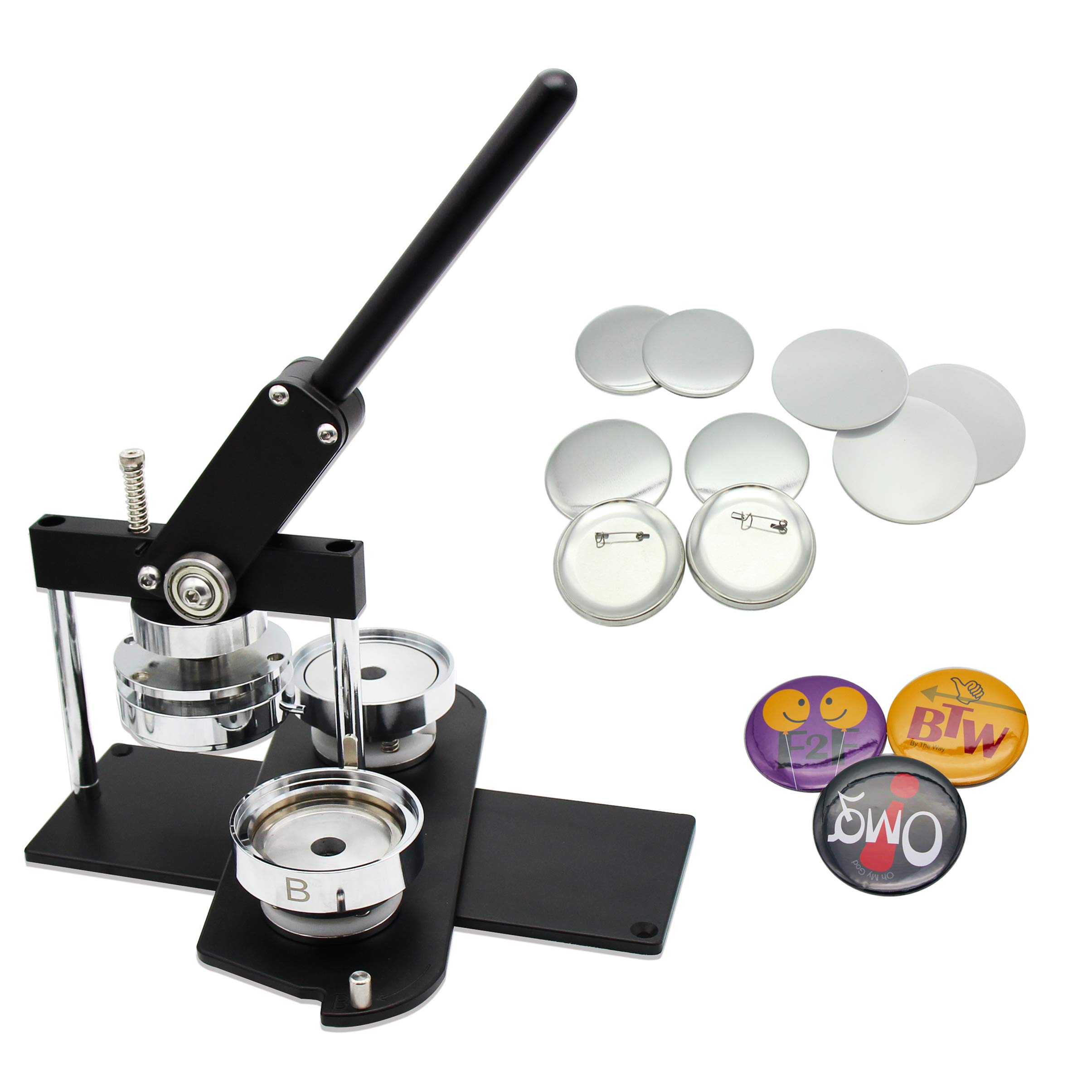 ChiButtons Pro 75mm (3 Inch) Premium Metal Button Maker Kit - Includes 100 Button Sets, Adjustable Paper Cutter & Molds | Perfect for Custom Buttons, Promotional Pins, Retail Displays, Event Signage & DIY Crafts (Black)