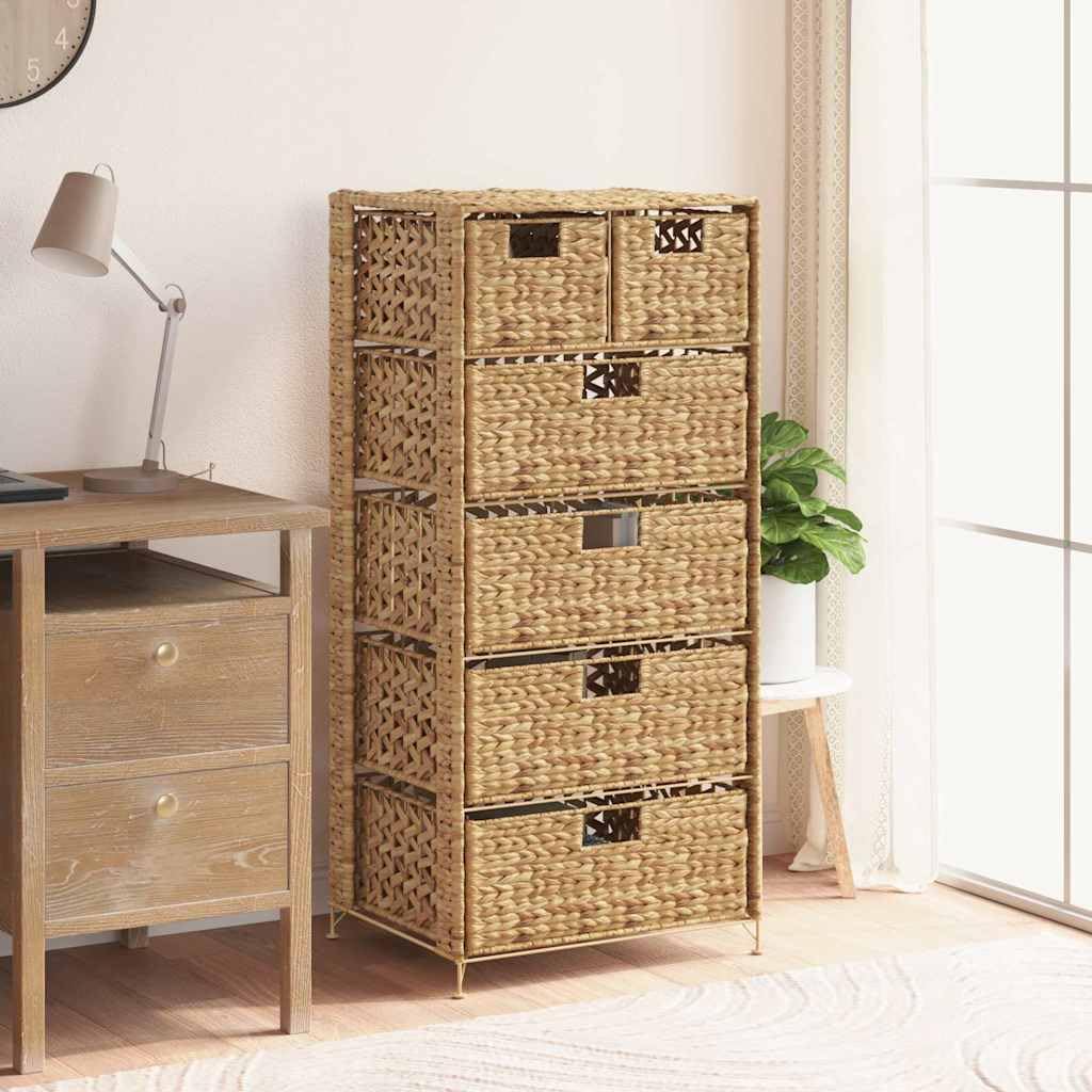 6-Tier Woven Water Hyacinth Storage Basket Organizer - 18.5