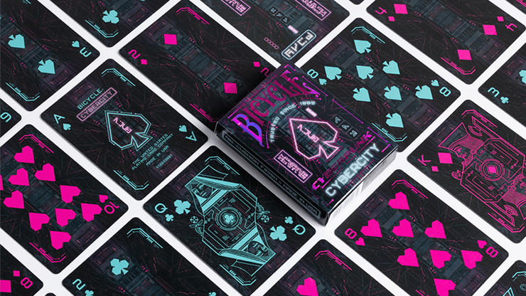 Cyberpunk Themed Bicycle Playing Cards - Neon Cybercity Deck for Poker, Magic Tricks & Collectors - Perfect for Game Nights, Gifts & Urban Fantasy Lovers