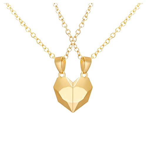 Trendy Magnetic Couple Necklace Set - Matching Love Heart Pendant Necklaces for Him & Her - Perfect Romantic Gift for Anniversaries, Valentine's Day & Date Nights (One Size)