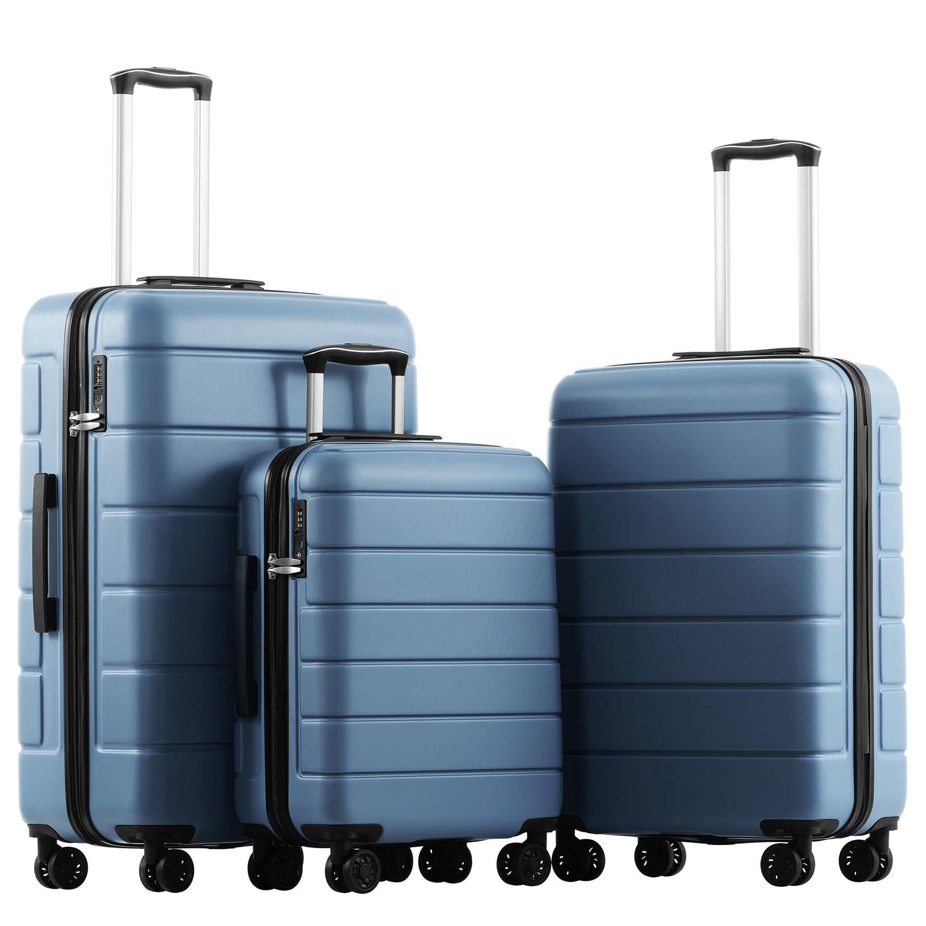 FORESEE 3-Piece ABS Lightweight Spinner Luggage Set with TSA Lock - 20/24/28 Inch Carry-On Hard Shell Suitcases for Travel & Business (Navy Blue) | Perfect for Family Vacations, Business Trips & International Travel