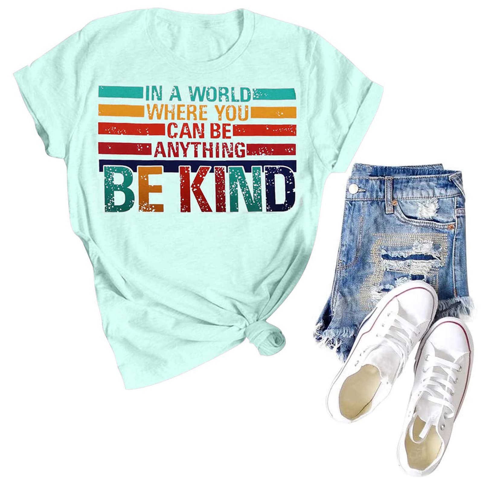 Be Kind Shirt for Women - Inspirational Kindness Teacher T-Shirt with Cute Graphic - Blessed Mama Tops - Perfect for School, Work & Casual Wear