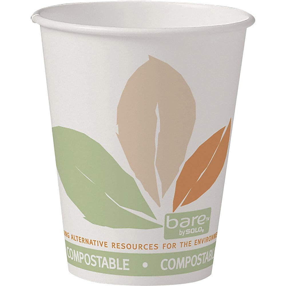 Solo 378PLA-J7234 8 oz Compostable PLA Paper Hot Cups, Case of 1000 - Eco-Friendly Disposable Coffee Cups for Office, Cafes & Takeout