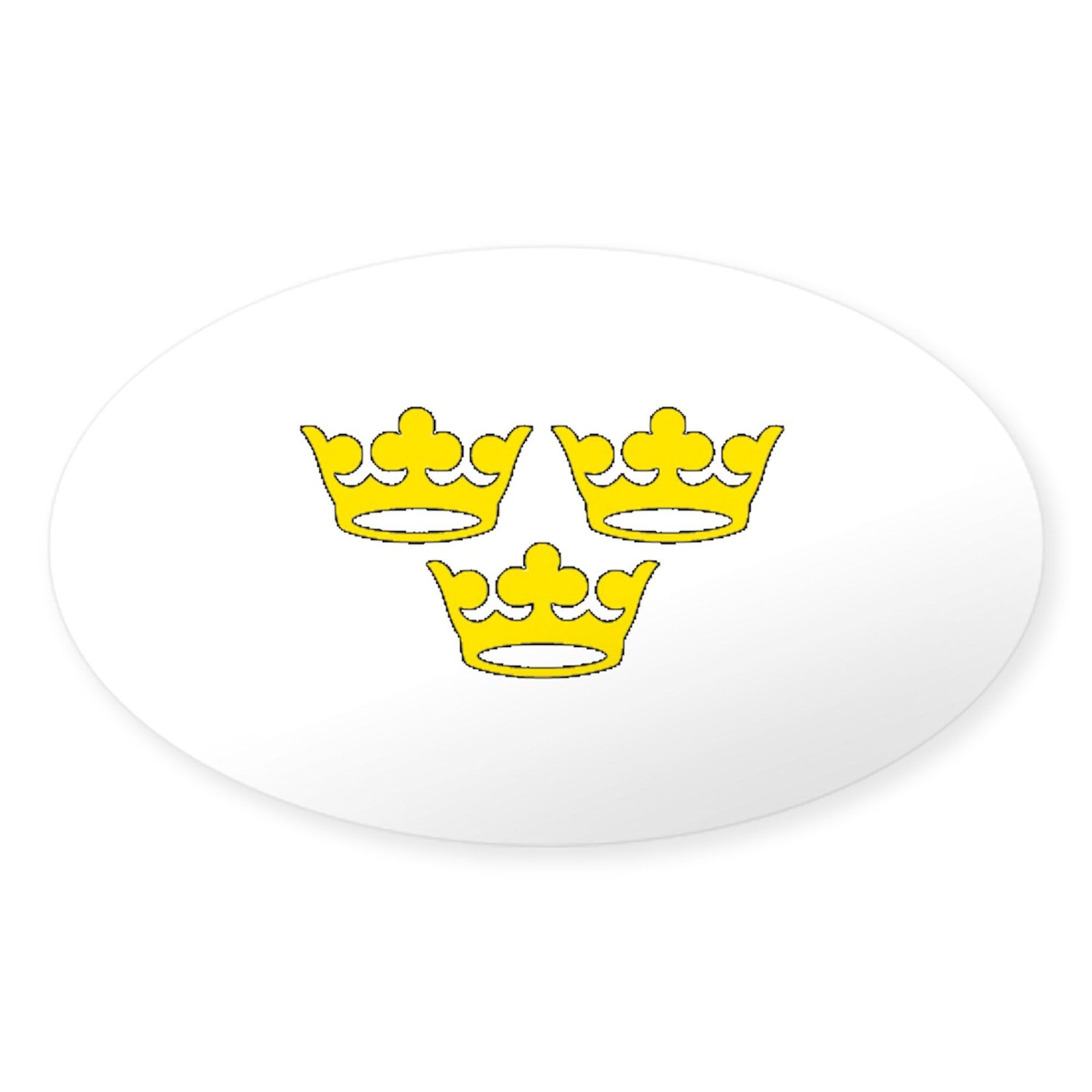 Tre Kronor Oval Car Bumper Sticker - Swedish Pride Decal for Cars