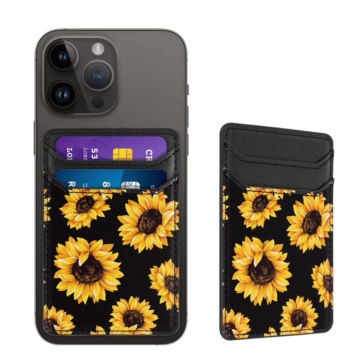 Self Adhesive Phone Card Holder - Leather RFID Blocking Wallet Pocket Sticker for Smartphones (Universal Fit) - Securely Holds Credit Cards & IDs - Perfect for Travel, Shopping and Daily Use
