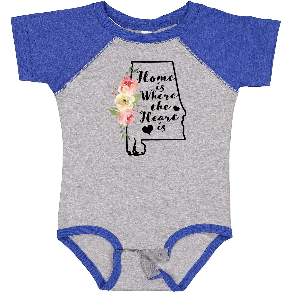 Inktastic Alabama Home is Where The Heart is Watercolor Baby Bodysuit - Soft Cotton Infant Onesie for Newborns, Gifts & Family Photos