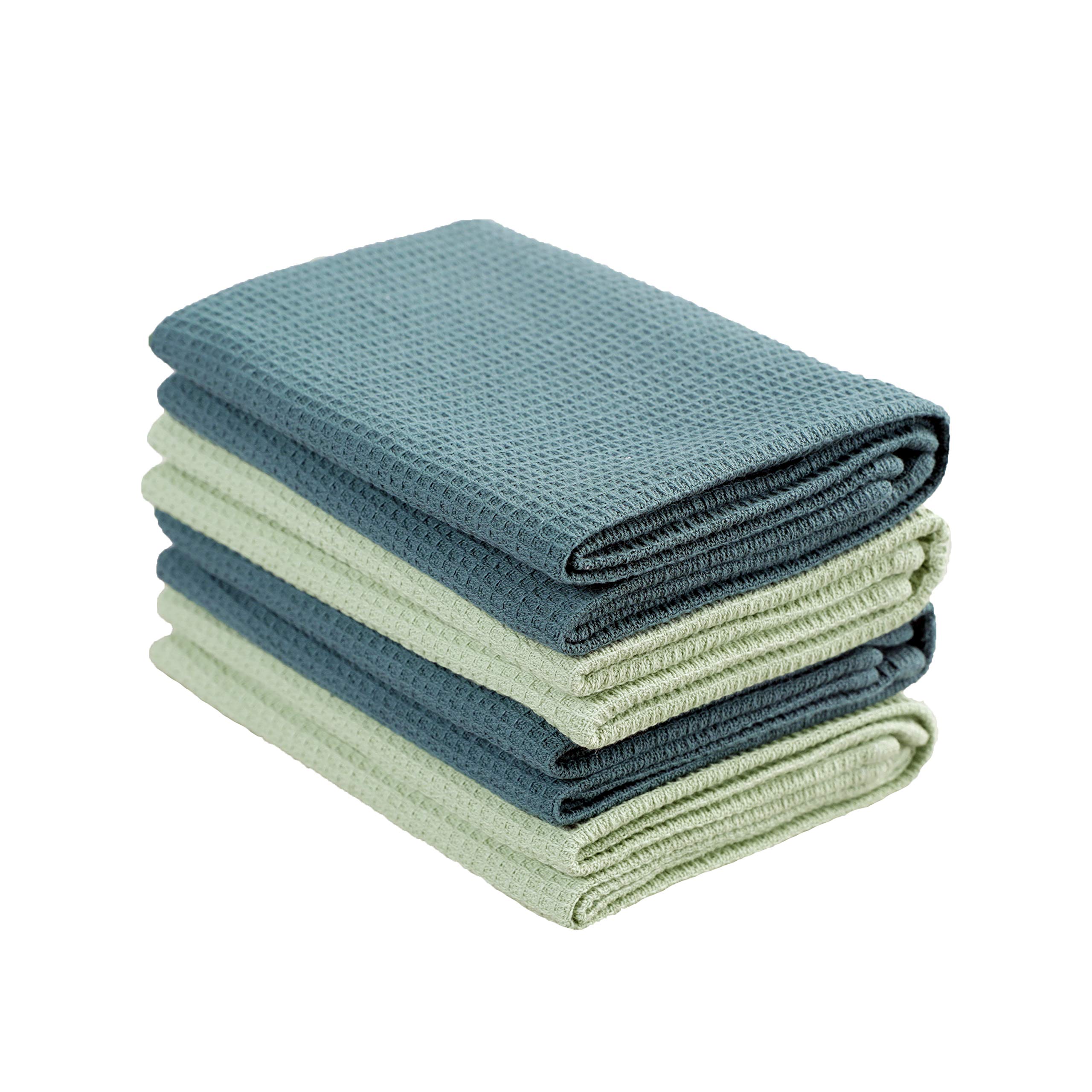 PY HOME & SPORTS 100% Cotton Waffle Weave Dish Towels Set of 4 - Super Absorbent Kitchen Towels 17x25 Inches for Drying Dishes, Cleaning Countertops & Hand Wiping