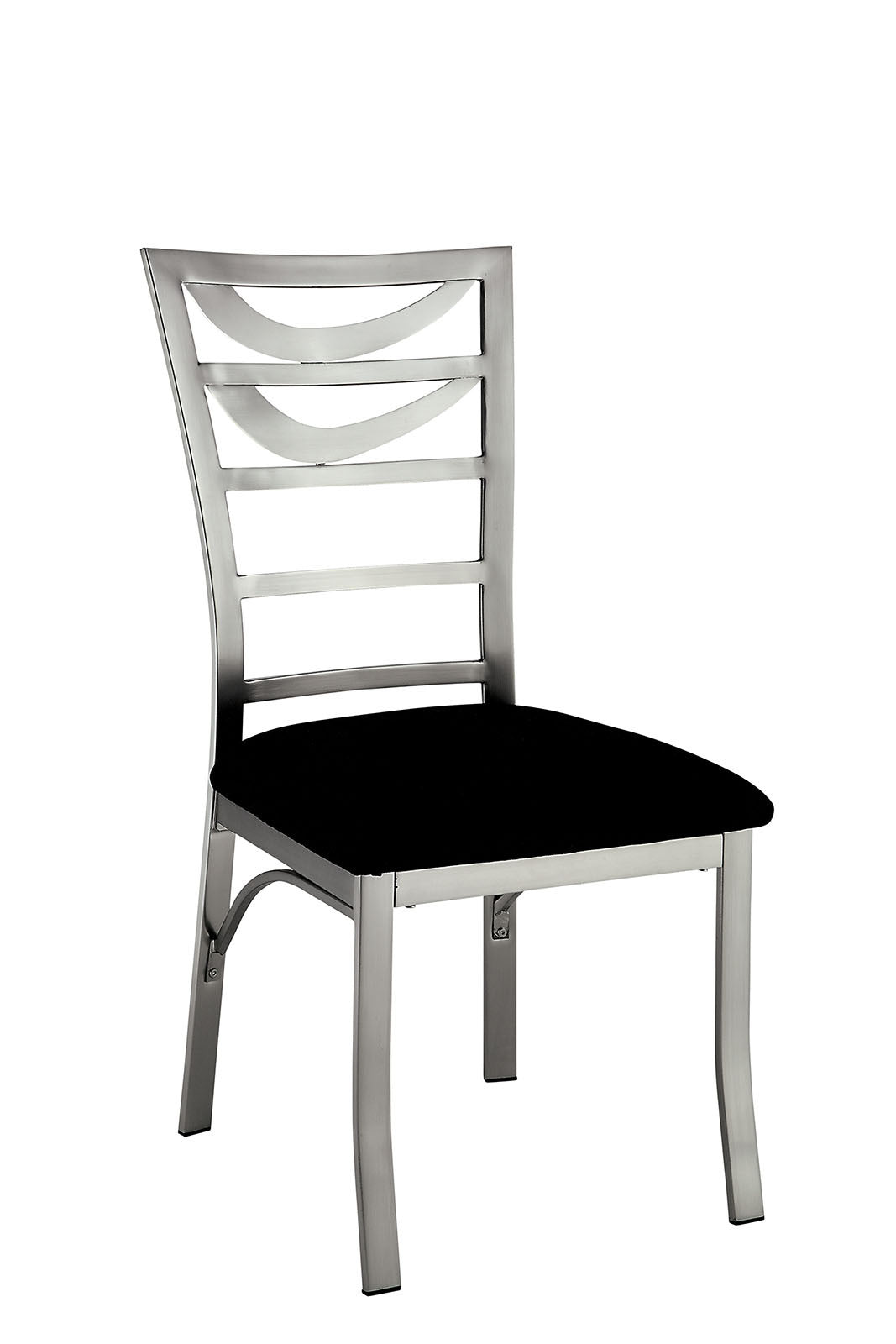 Modern Silver Metal 2-Piece Dining Chair Set with Black Microfiber Seat - Ladder Back Design with Satin Powder Coating - Perfect for Kitchen, Dining Room, and Breakfast Nook