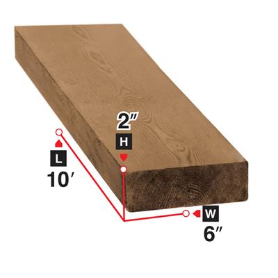 2x6x10 Pressure Treated Lumber - Brown Treated Wood for Outdoor Projects, Fence Posts, Decking & Garden Beds - Weather Resistant Construction Lumber (10 Feet Length)