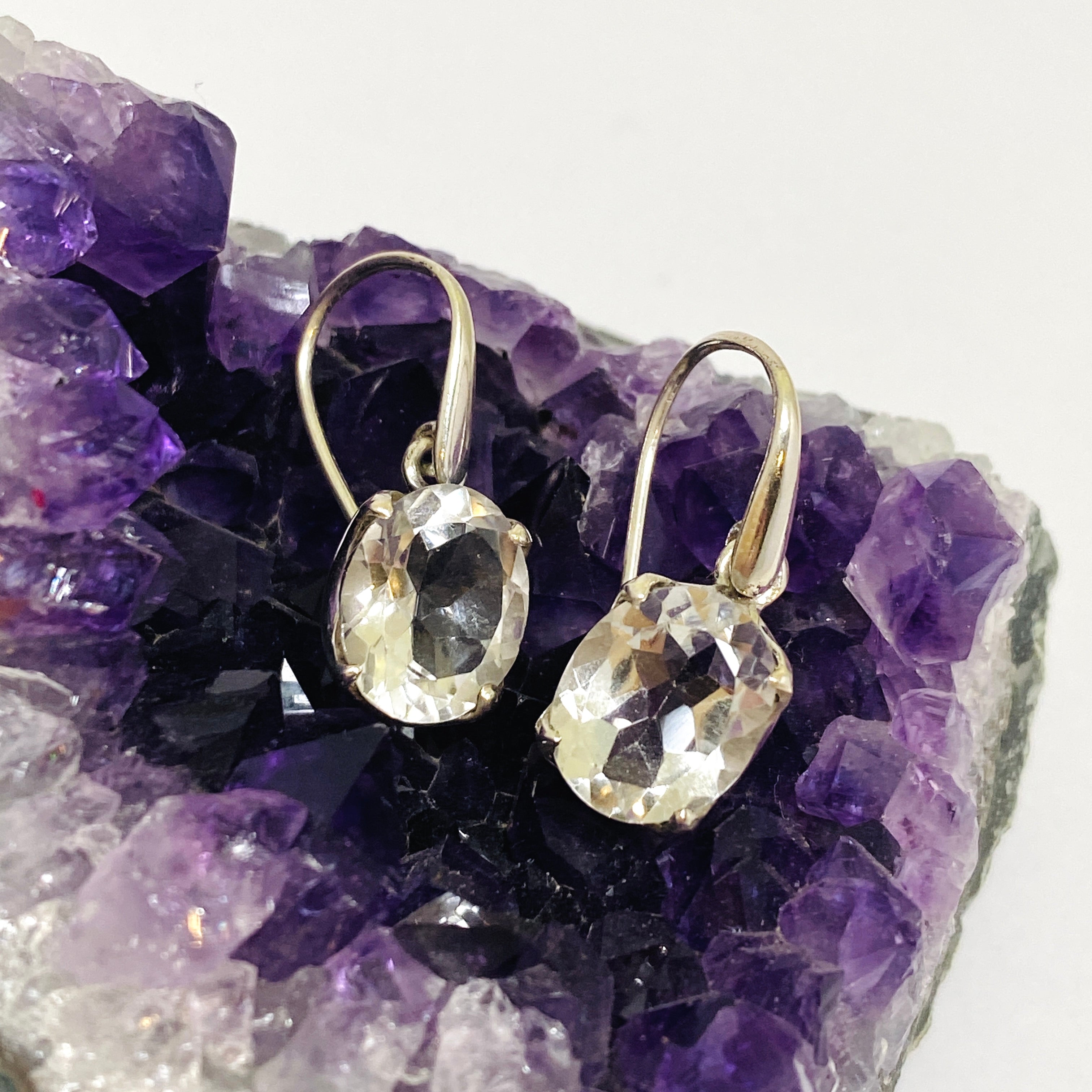 Clear Quartz Oval Faceted Earrings for Women - Elegant Crystal Stud Earrings for Daily Wear & Special Occasions | PEGJ216