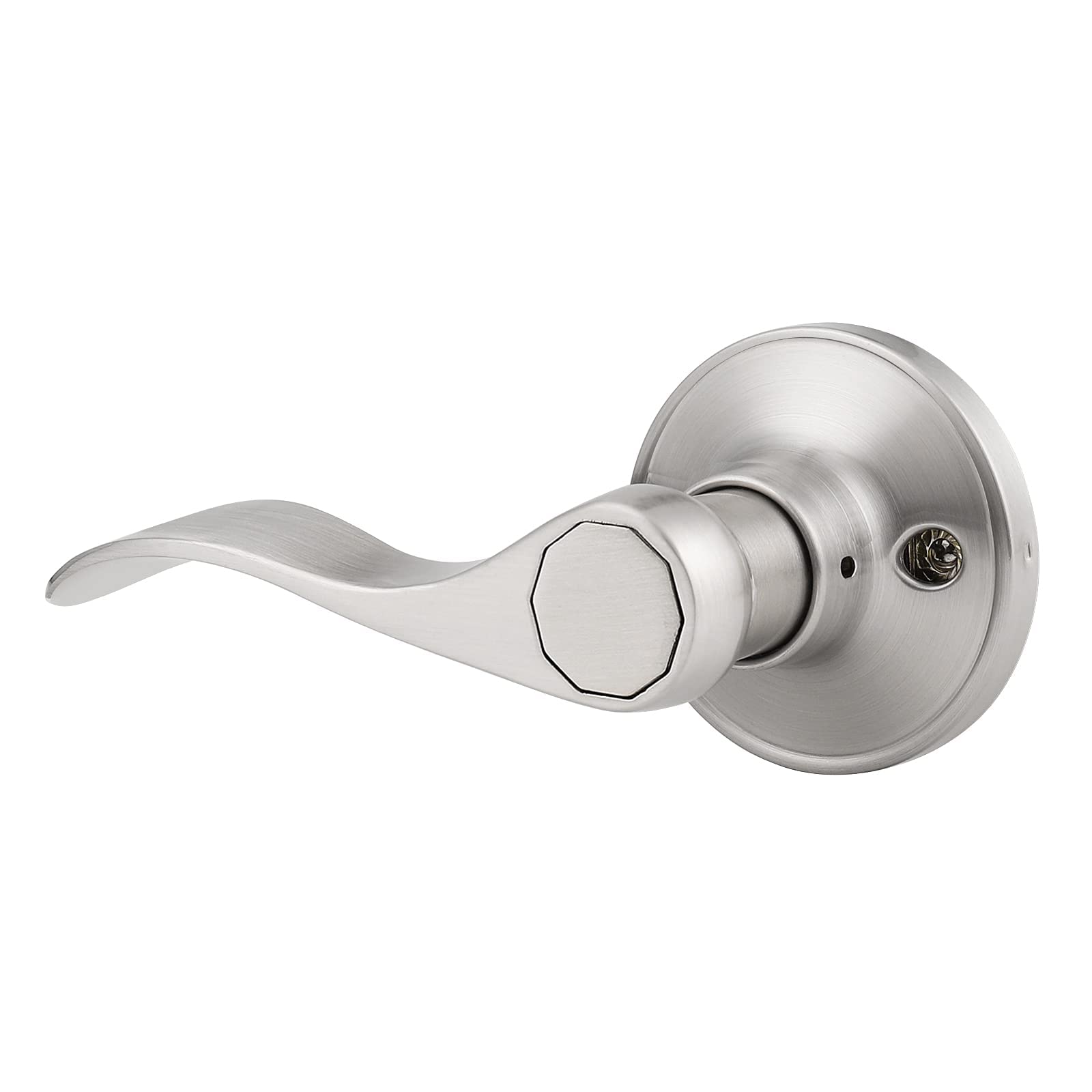 9 Pack Right Hand Satin Nickel Dummy Door Handles - Wave Style Interior Door Levers for Hallway & Closet - Single Sided - Perfect for Home, Office & Commercial Spaces