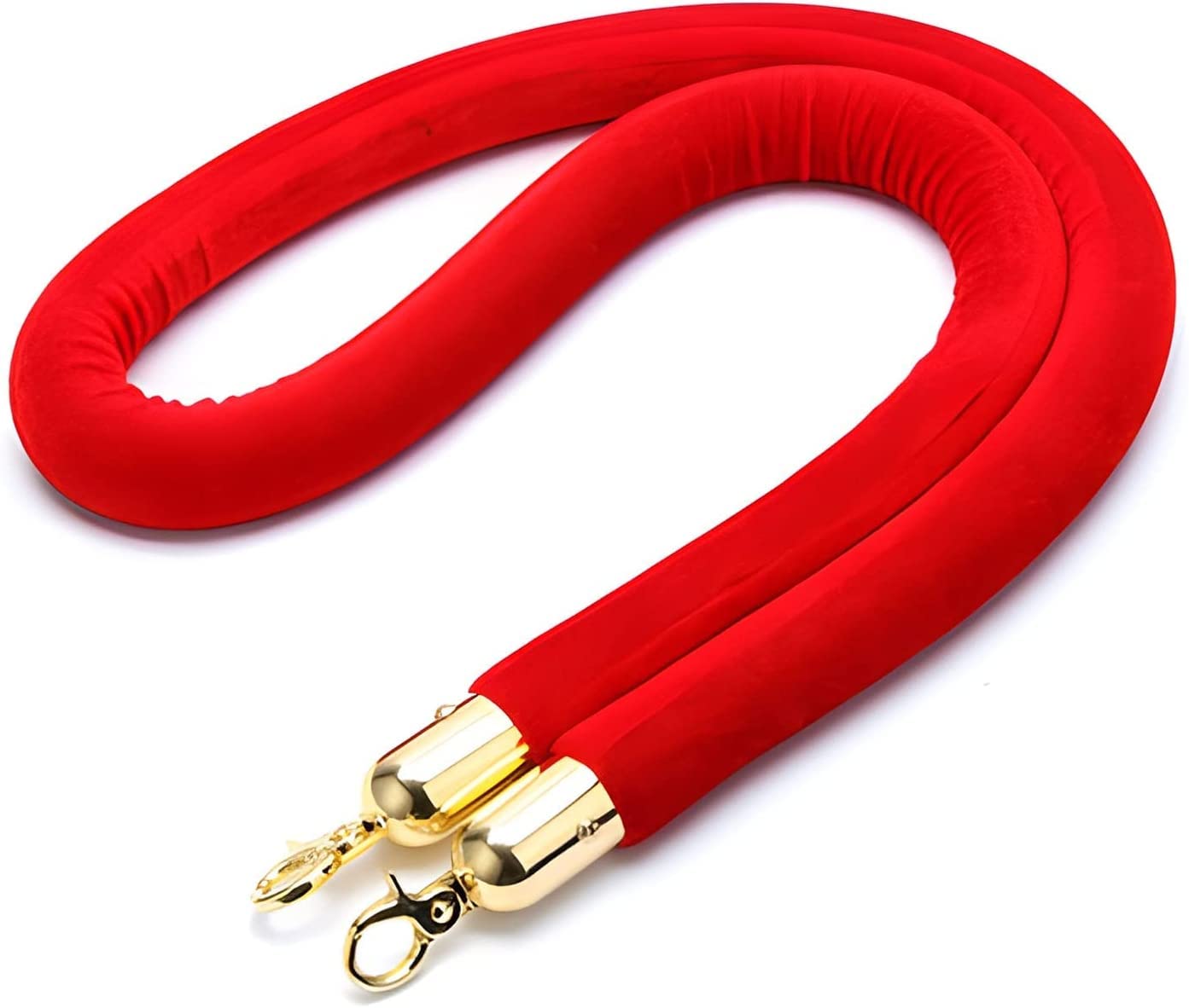 Jingtong 2 Pack Red Velvet Stanchion Rope with Gold Hooks - 5m(16.4ft) Queue Barrier for Crowd Control | Perfect for Events, Theaters, Museums and VIP Sections