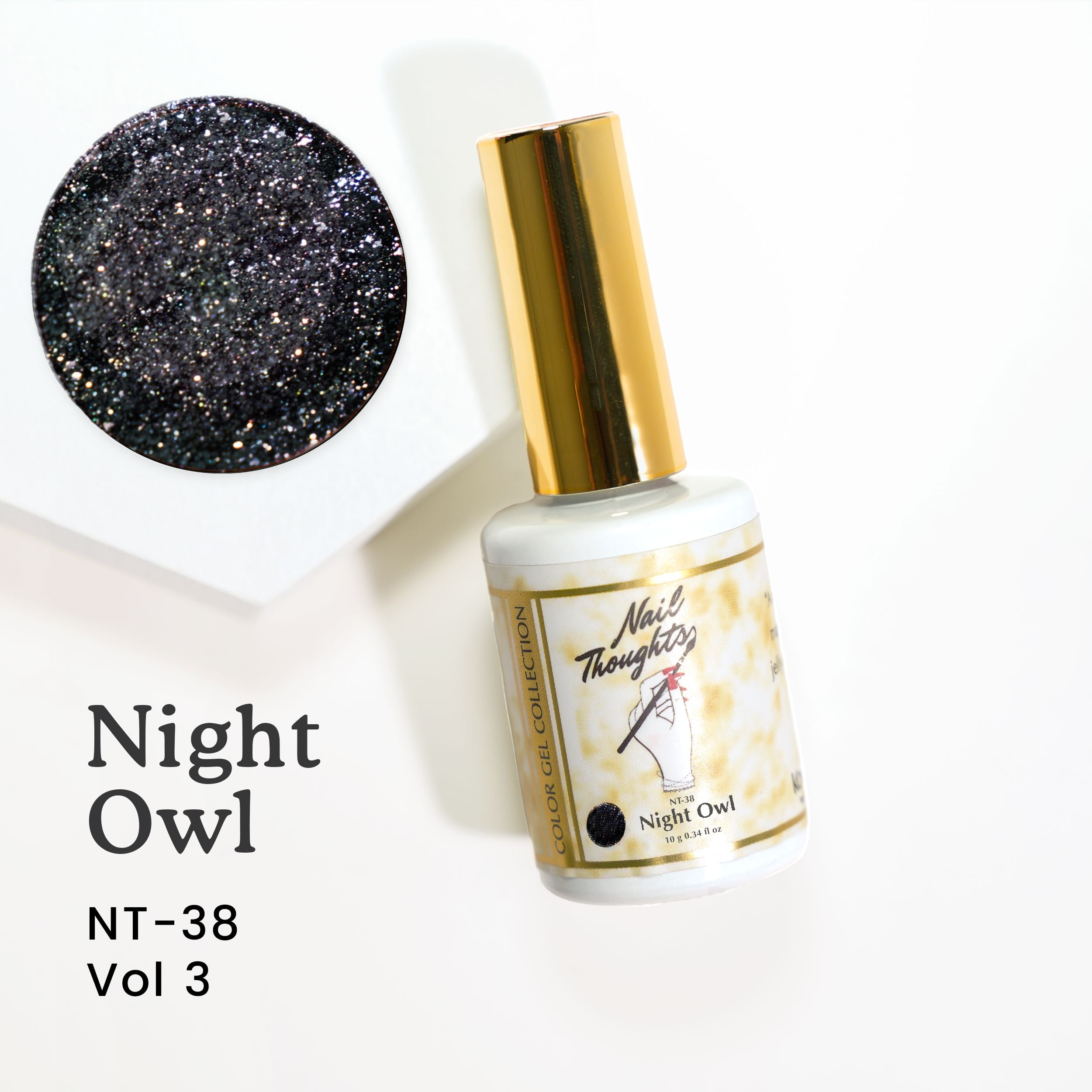 Nail Thoughts NT 38 Night Owl Gel Polish - Long Lasting UV/LED Nail Polish for Salon Quality Manicures at Home | Perfect for Evening Events & Night Out