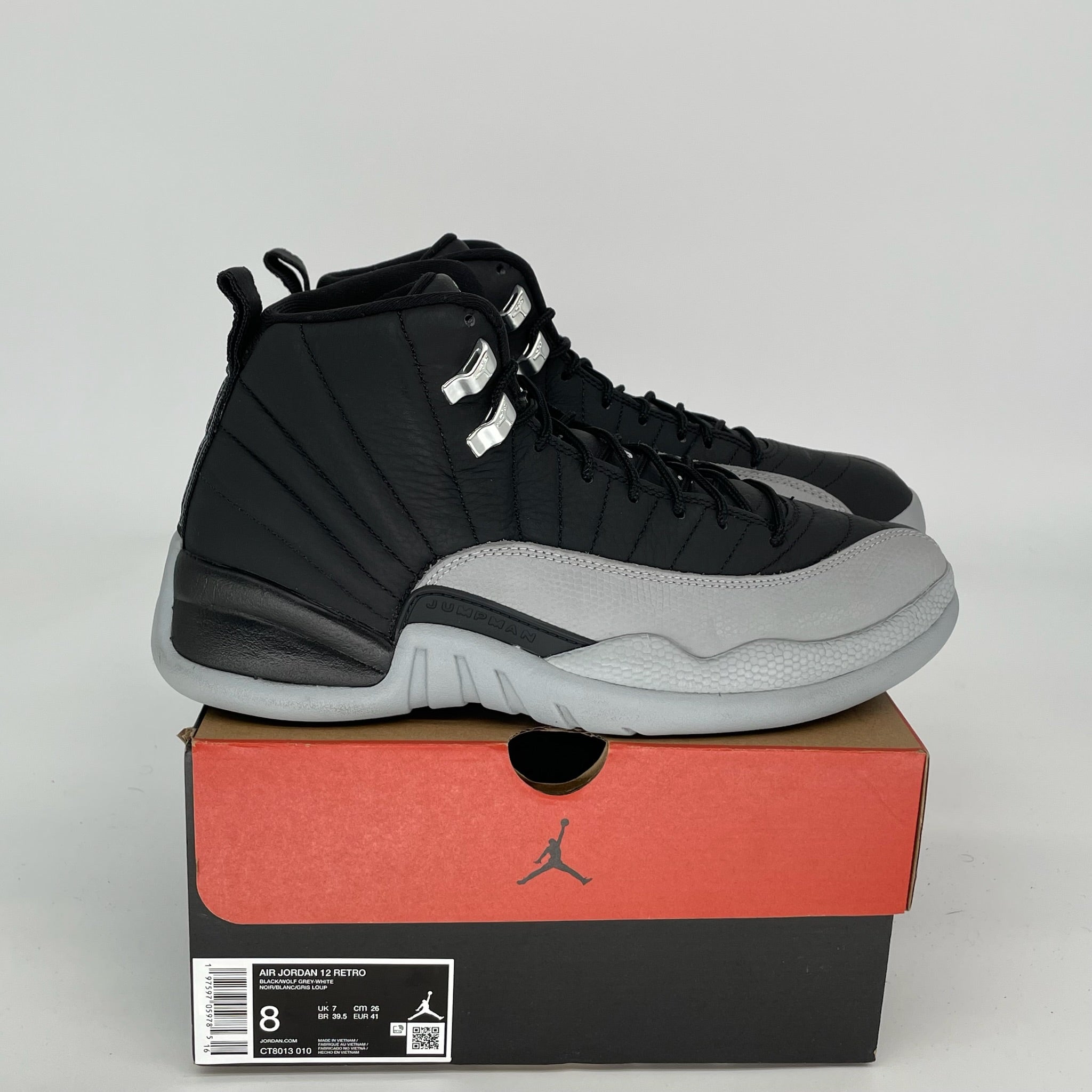AIR JORDAN 12 BARONS Men's Basketball Shoes Size 8 Black/White CT8013 010 - Perfect for Streetwear & Court Performance