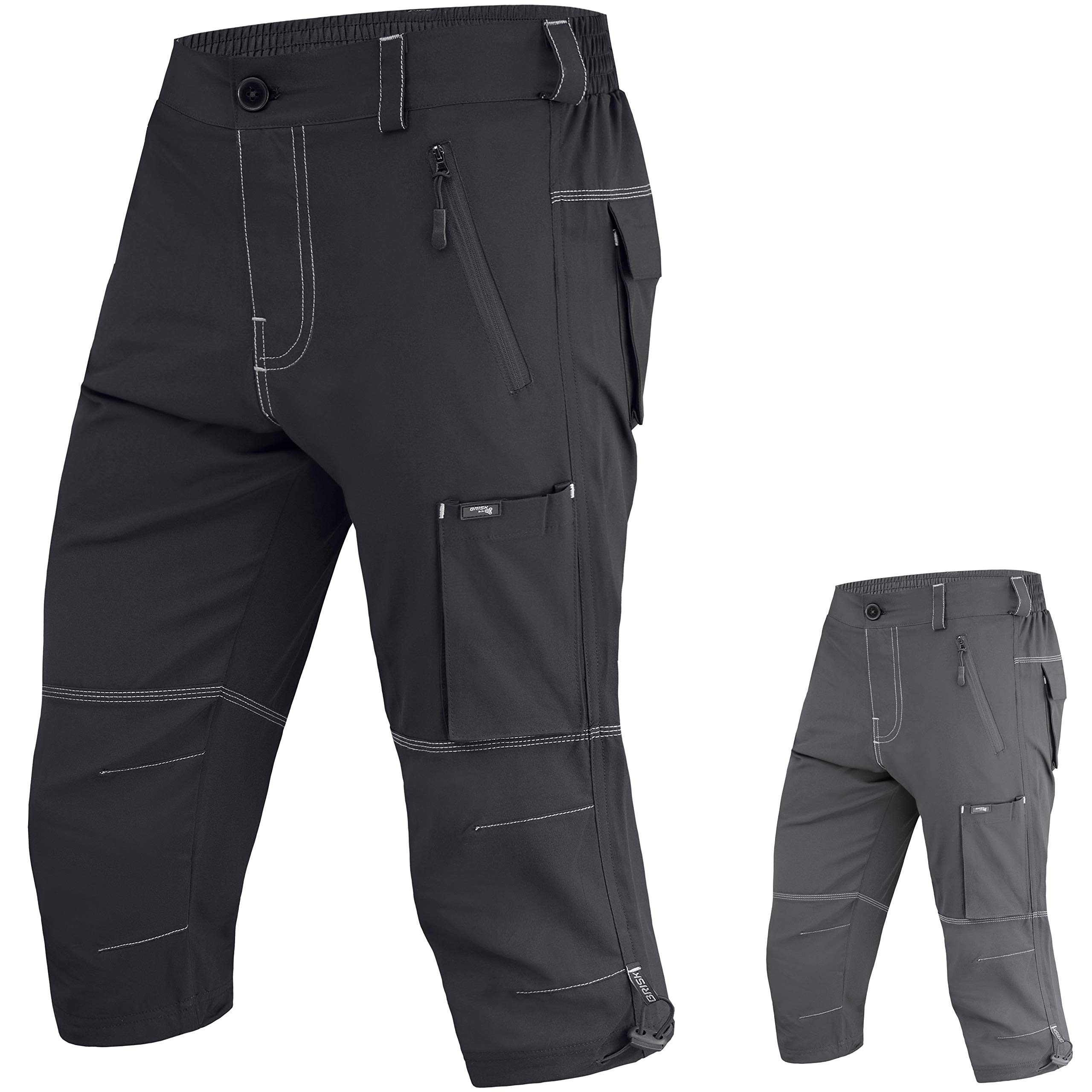 Brisk Bike 3/4 MTB Shorts for Men & Women - Breathable Mountain Bike Cycling Shorts with Padded Liner - Perfect for Trail Riding, Commuting and Outdoor Adventures