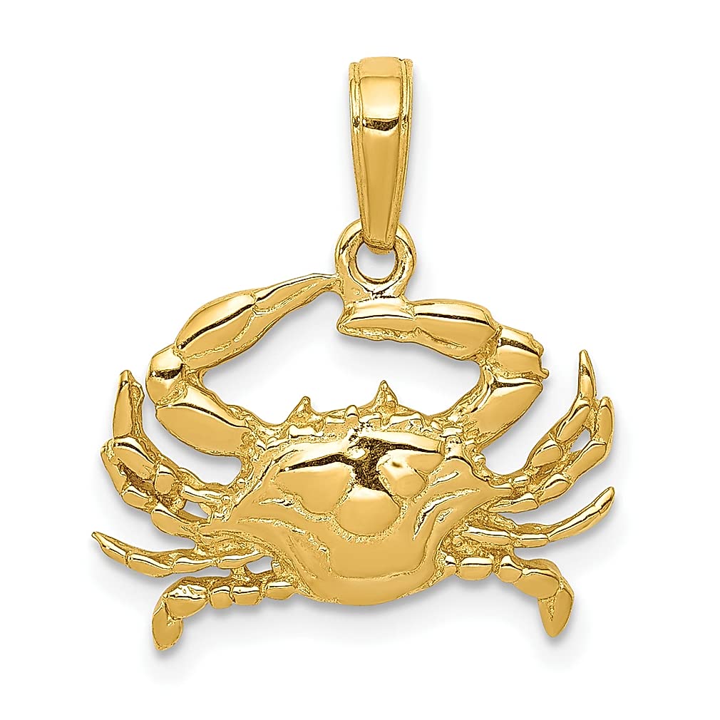 14K Yellow Gold Blue Crab Pendant Charm Necklace - Elegant Sea Life Jewelry for Women | Perfect Birthday, Anniversary & Mother's Day Gifts | Ideal for Beach Vacations, Ocean-Themed Parties & Everyday Wear