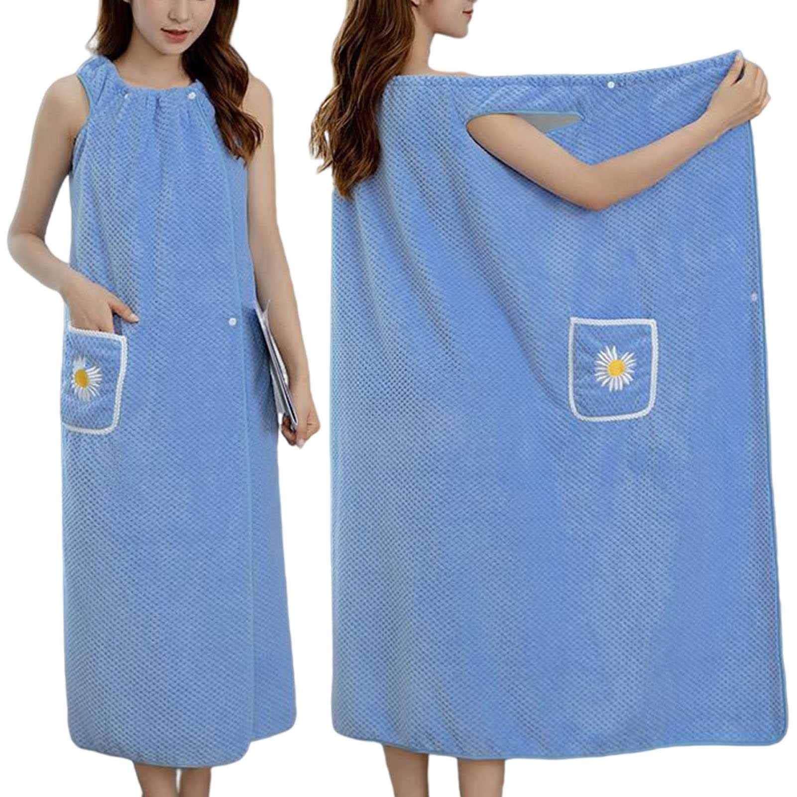 Women's Quick Dry Coral Fleece Bathrobe with Straps - Soft Thick Bath Wrap Towel Cover Up for Spa, Pool, Beach & Post Shower Relaxation