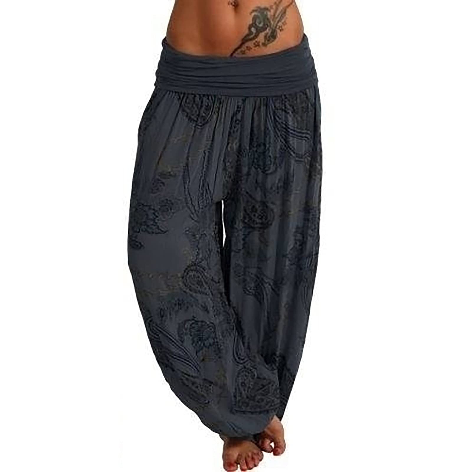 Women's Flowy Boho Pants - Loose Harem Yoga Pants for Women, Casual Bohemian Hippie Style, Comfortable Pajama Pants for Lounge, Travel & Festival Wear