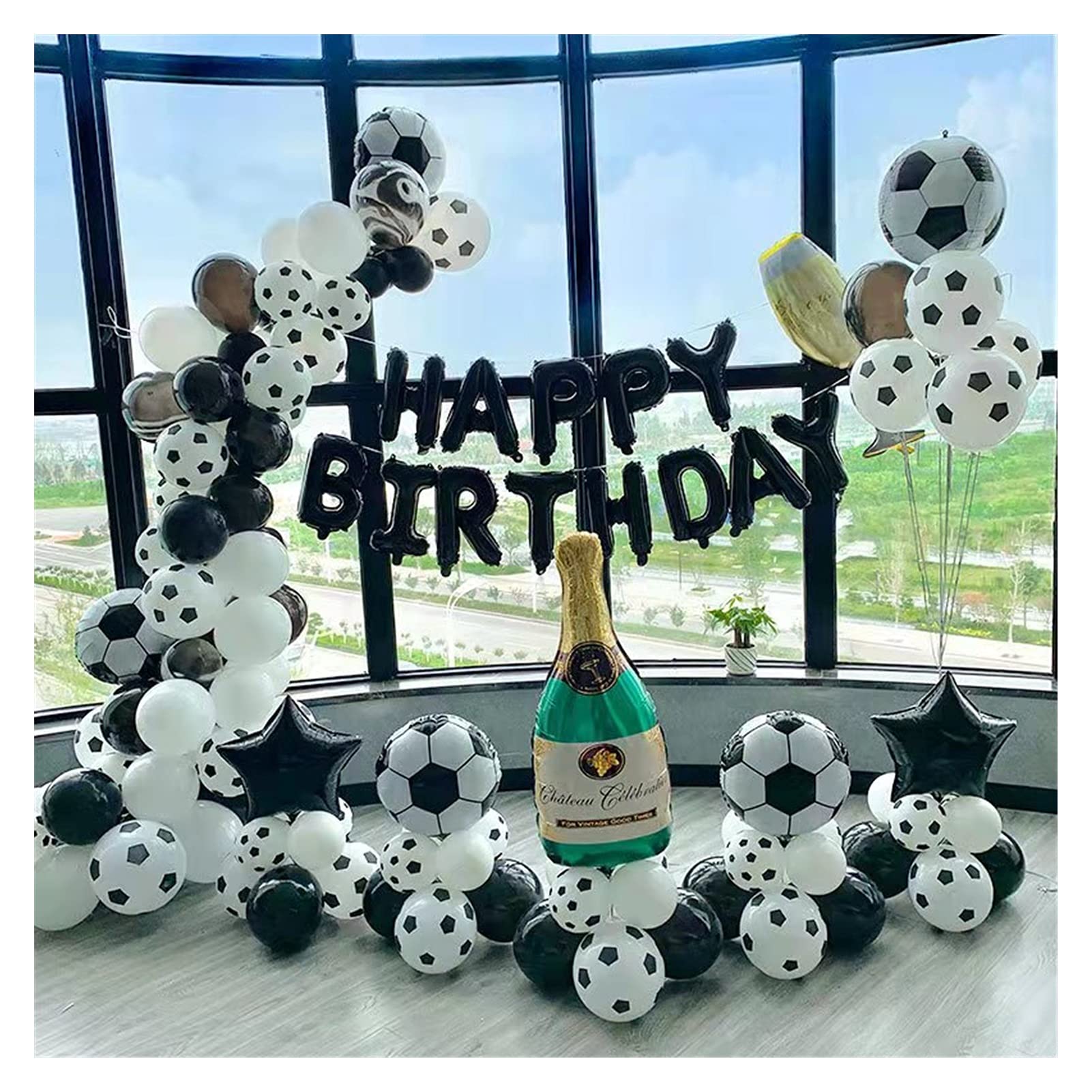 Artificial Wedding Flowers & Football Theme Balloon Party Decorations Set - Aluminum Foil Wine Bottle Star Balloons for Birthday Parties, Weddings & Special Events (Balloon Set 1) - Perfect for Home Decor, Bridal Showers & Celebration Centerpieces