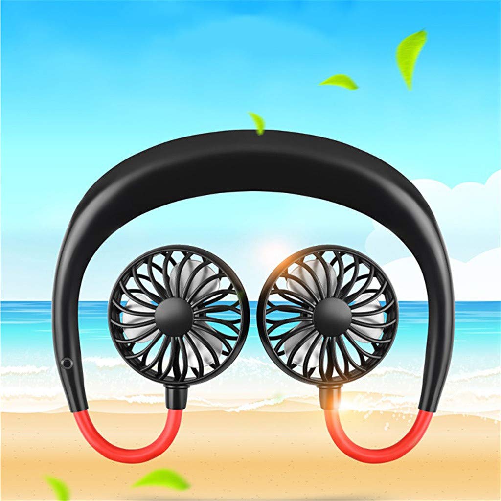 Winsopee Hands-Free Neckband Fan - Portable USB Rechargeable Personal Fan with 3 Speed Settings for Sports, Outdoor & Office Use (280x190mm, Black) | Stay Cool During Workouts, Hiking & Summer Activities