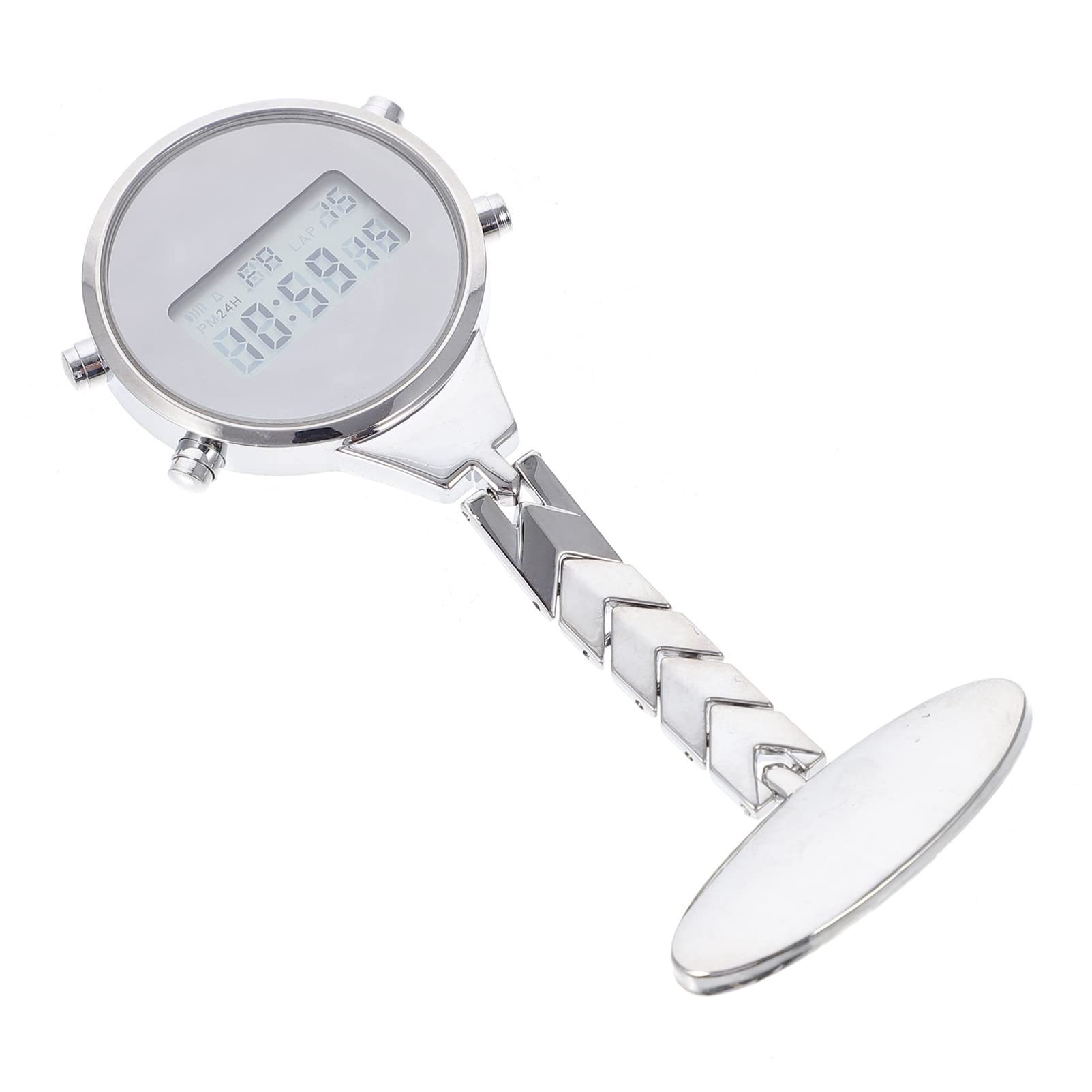 UKCOCO Nurses Watch - Digital Clip On Fob Pocket Watch with Pin Brooch, Multi-Function Electronic Display for Nursing Students & Professionals - Perfect Graduation Gift for 2022 (Silver) - Ideal for Clinical Shifts, Hospital Work & Medical Training
