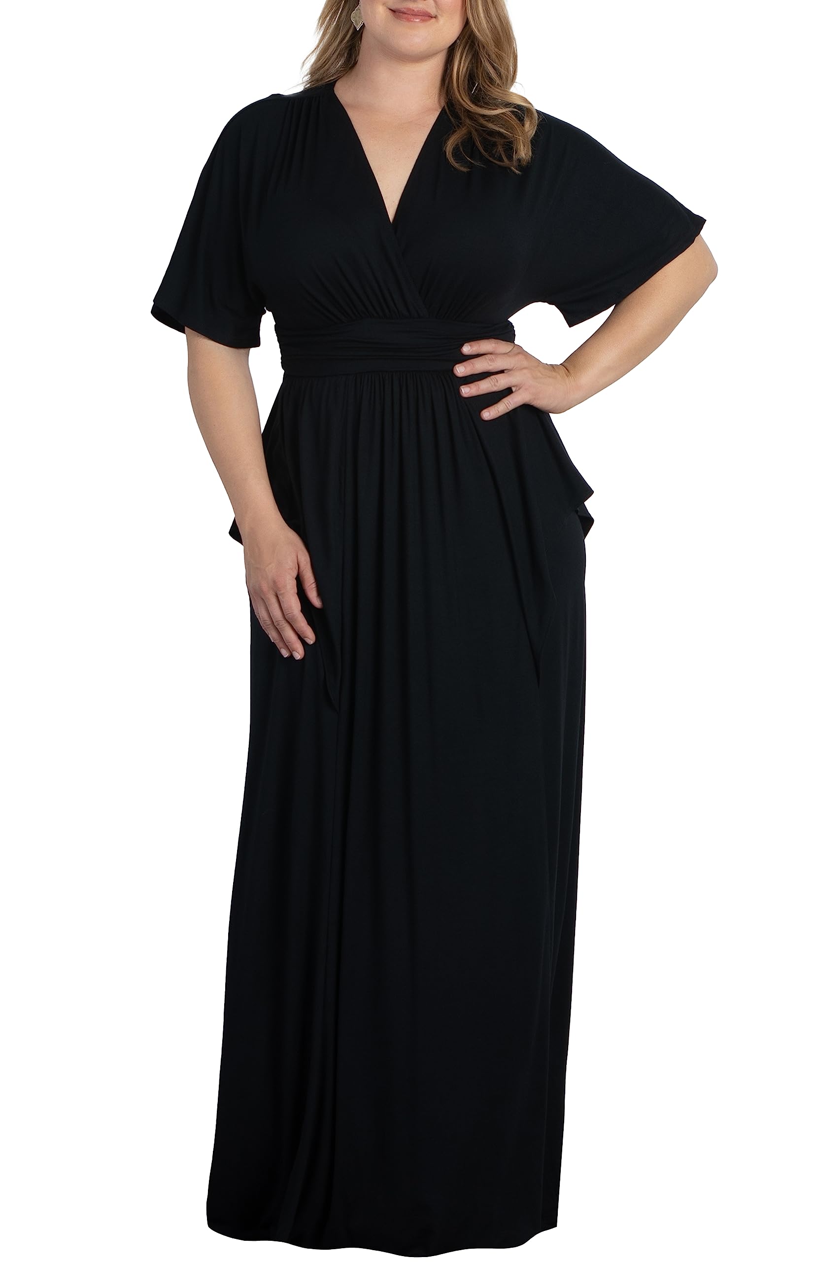Kiyonna Plus Size Indie Flair Maxi Dress - Women's Boho Long Dress for Wedding Guest, Cocktail Party & Work | Flowy Summer Dress for Beach Vacations & Date Nights