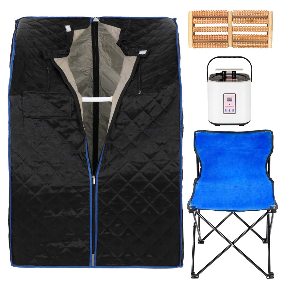 NPOC Portable Steam Sauna Spa for Weight Loss & Detox - Home Relaxation Therapy with Chair & Foot Massager - Skin Care & Pain Relief for Home Spa Sessions (Black)