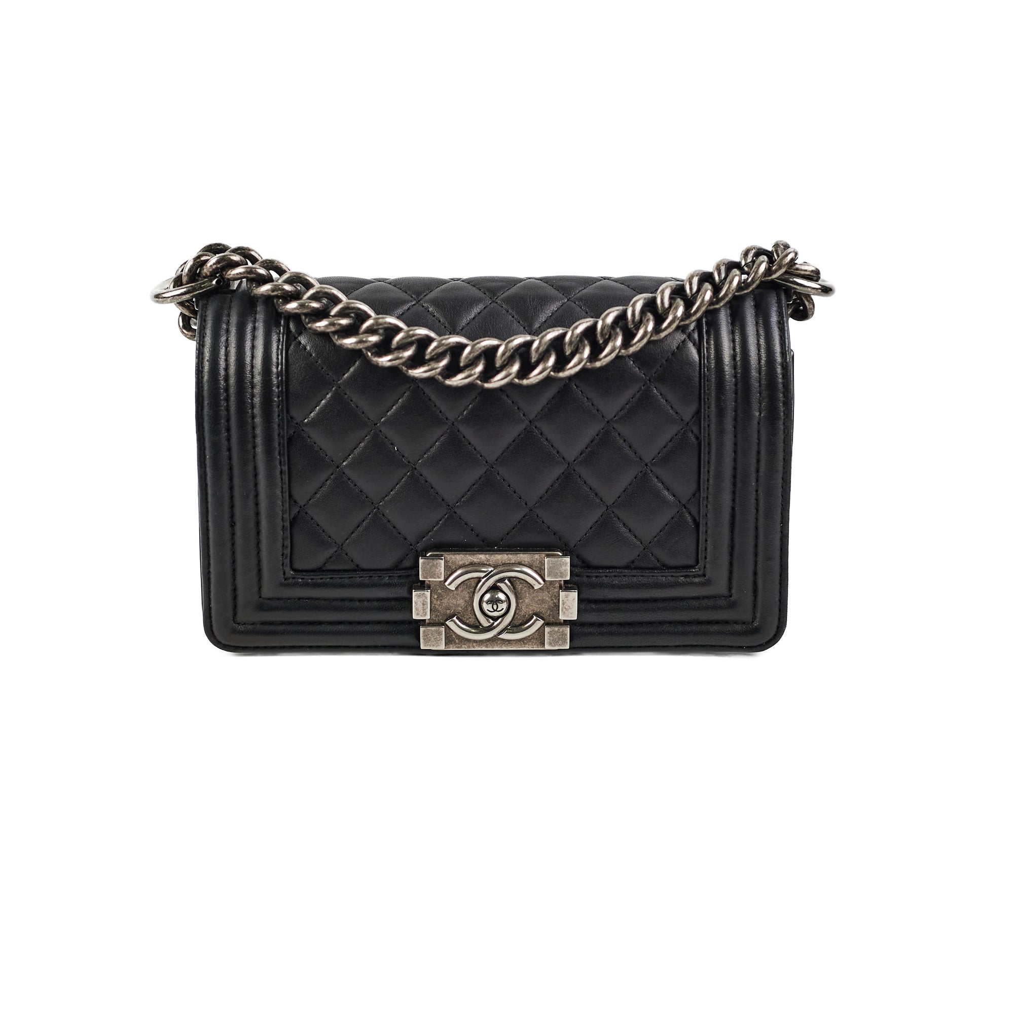 Chanel Small Boy Bag Black Lambskin Leather 19 Series - Luxury Designer Handbag for Women, Perfect for Parties & Evening Events