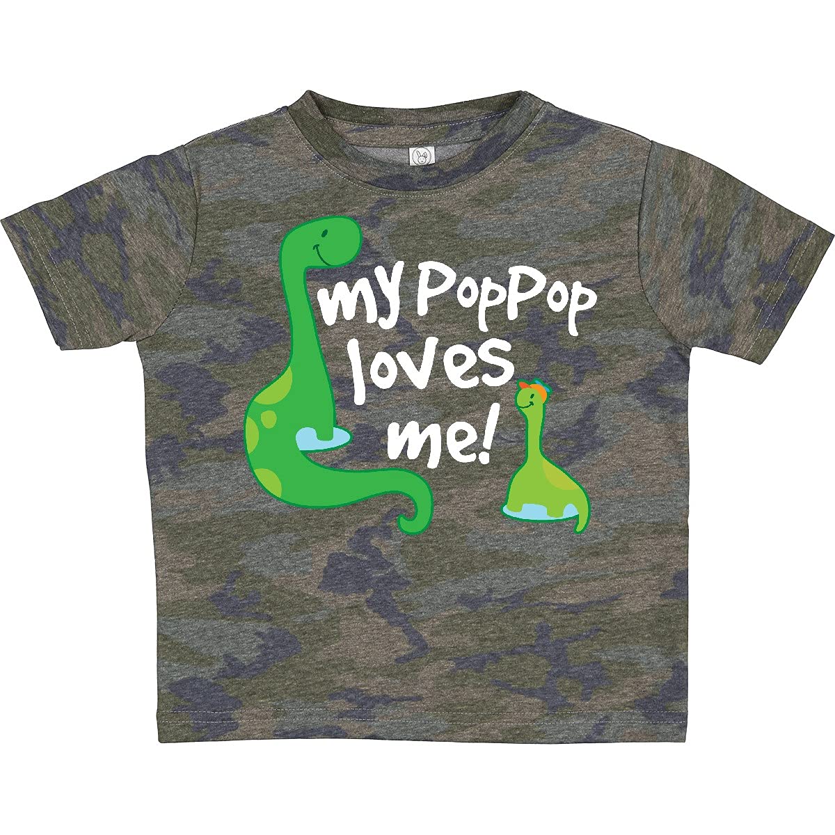 Inktastic My Pop Pop Loves Me Dinosaur Toddler T-Shirt - Cute Dino Graphic Tee for Grandkids - Perfect for Playdates, Family Photos & Grandparents Day Gifts