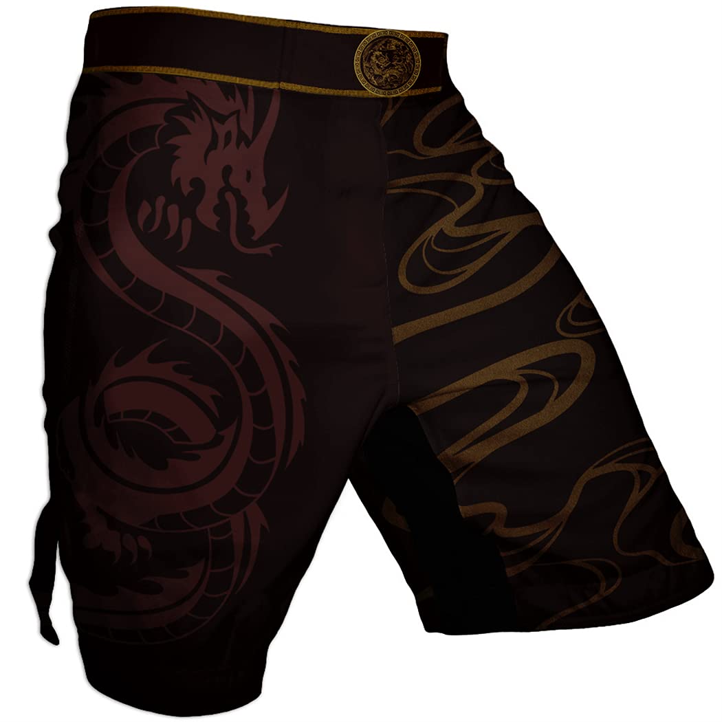 Men's MMA Shorts - Boxing & Kicking Training Shorts with Dragon Design - Perfect for MMA, Muay Thai, Kickboxing & Gym Workouts