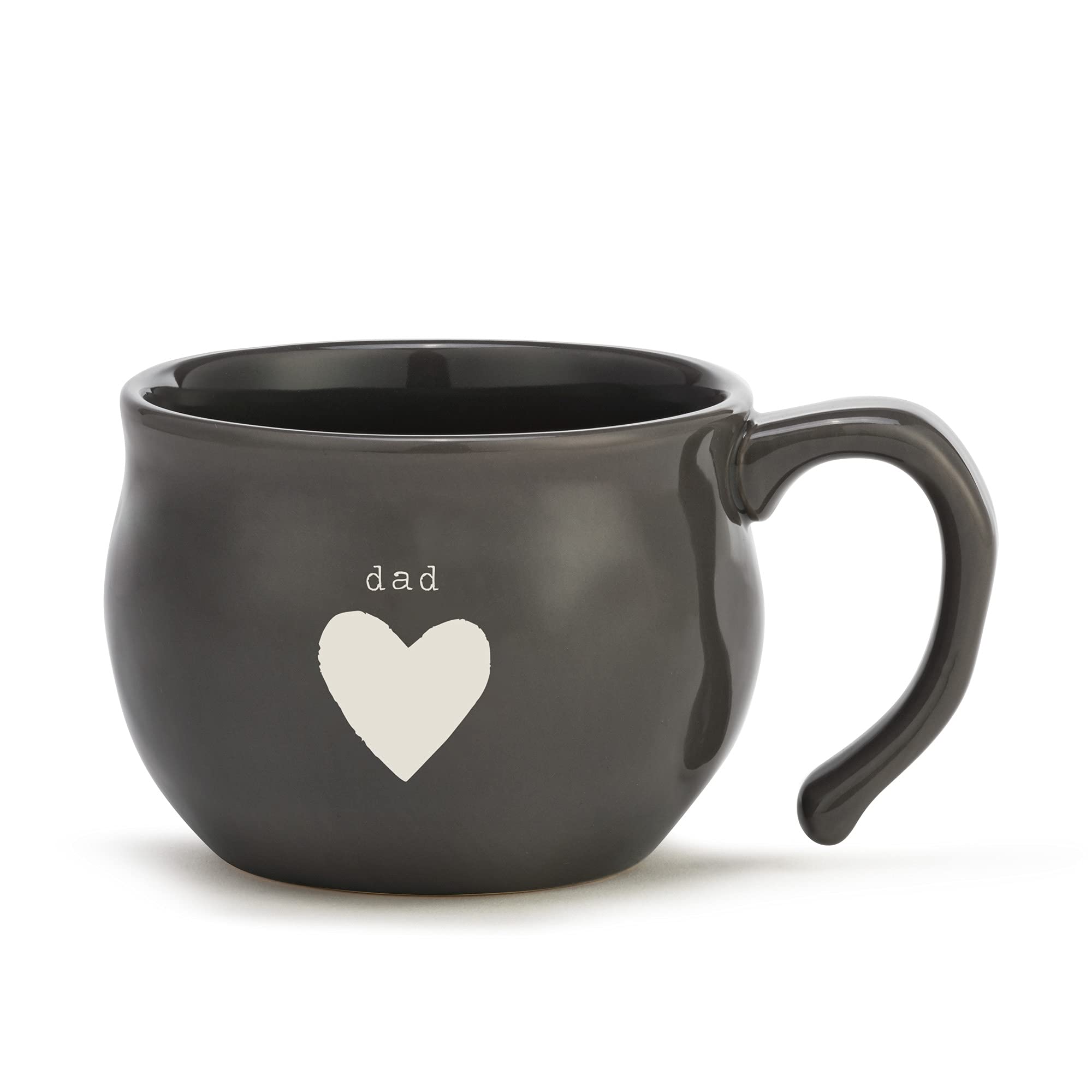DEMDAC Dad Heart Dark Gray and Cream 16oz Stoneware Mug with Handle - Perfect for Soup, Coffee, Tea & Gifts for Father's Day, Birthday & Holidays