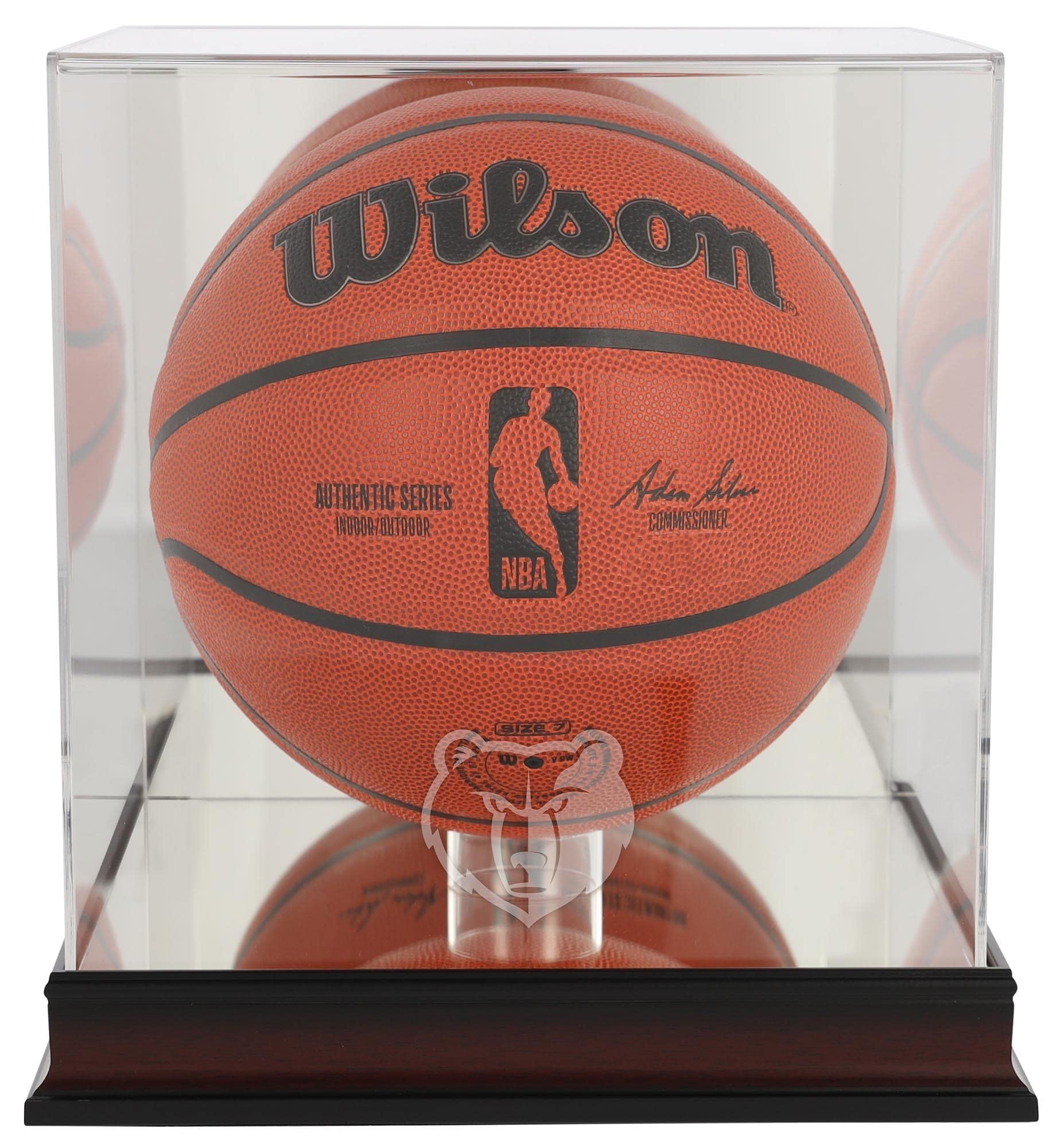 Memphis Grizzlies NBA Basketball Display Case with Mahogany Frame & Mirrored Back - Premium Wooden Collectible Case for Jerseys, Basketballs & Memorabilia - Perfect for Home, Office or Man Cave Decor