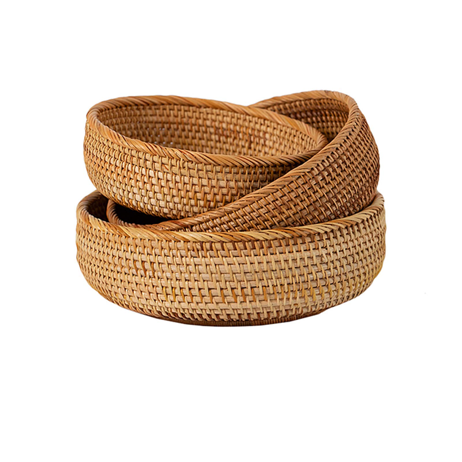 Handmade Woven Wicker Serving Baskets for Bread, Fruits, Vegetables & Snacks - Rustic Decorative Bowls for Restaurant Tabletop Display, Picnics, and Home Kitchen Storage