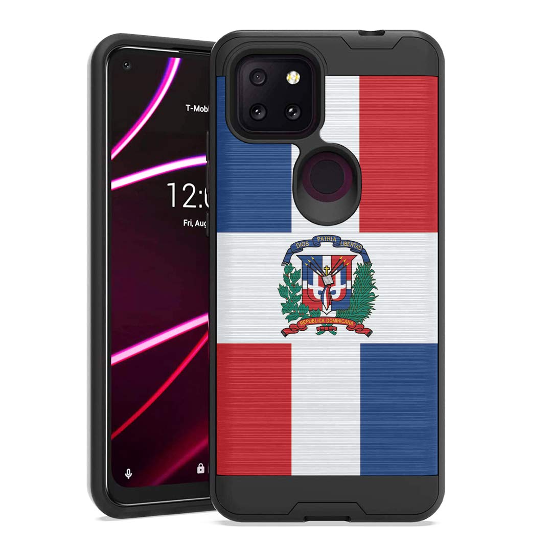 T-Mobile Revvl 5G Phone Case - Shockproof Hybrid Cover with Dominican Flag Design for Men & Women | Travel & Daily Use