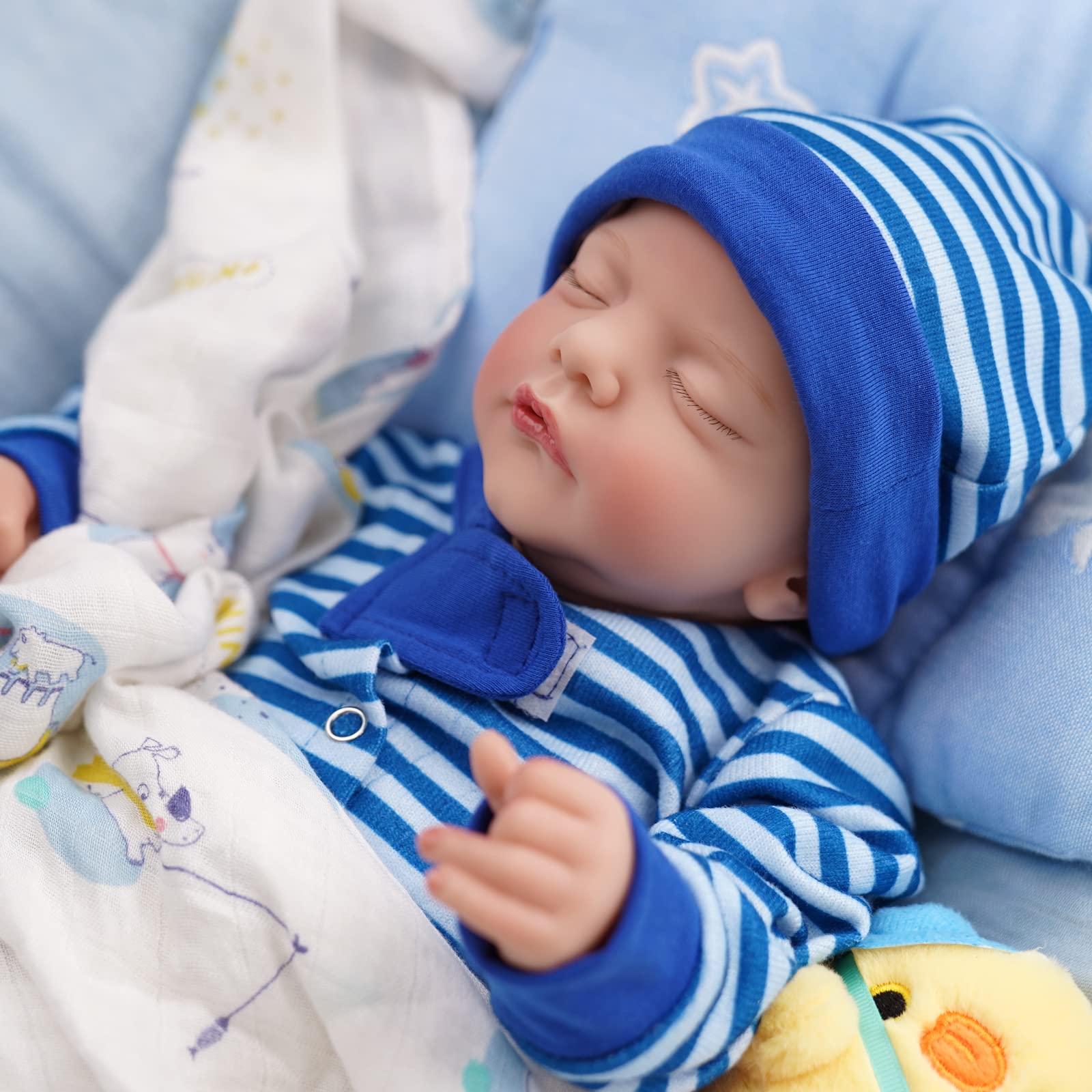 Lifelike Reborn Baby Doll Boy - 18 Inch Realistic Soft Skin Newborn Sleeping Baby Doll with Toy & Gift Set for Kids Age 3+ | Perfect for Role Play, Gift Giving, and Collectors