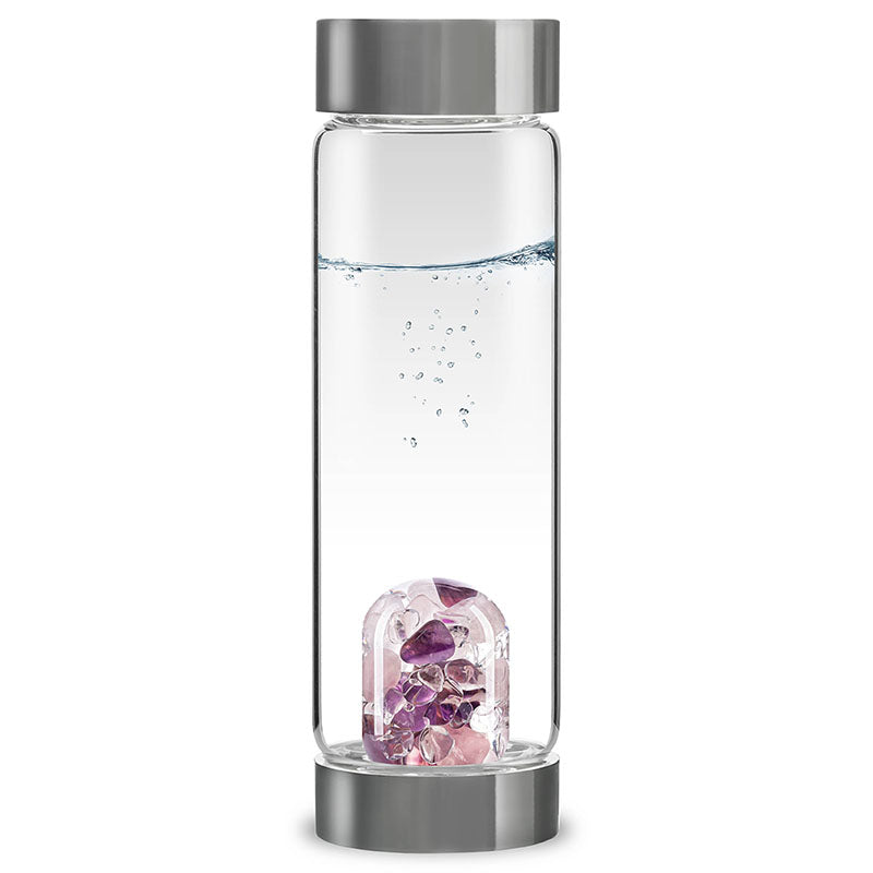 Premium Crystal Water Bottle for Wellness & Hydration - Reusable Glass Bottle with Natural Stones for Detox & Energy Boost - Perfect for Yoga, Meditation, and Daily Hydration