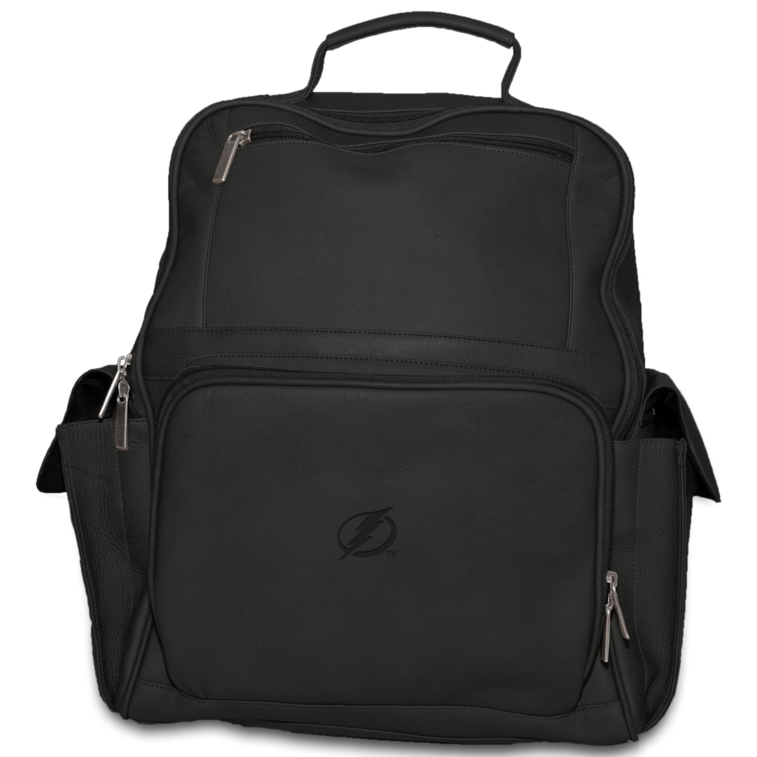NHL Black Leather Large Laptop Backpack for Men & Women - Durable 17 Inch Computer Bag with USB Charging Port, Perfect for Work, School, Travel & Business Commute