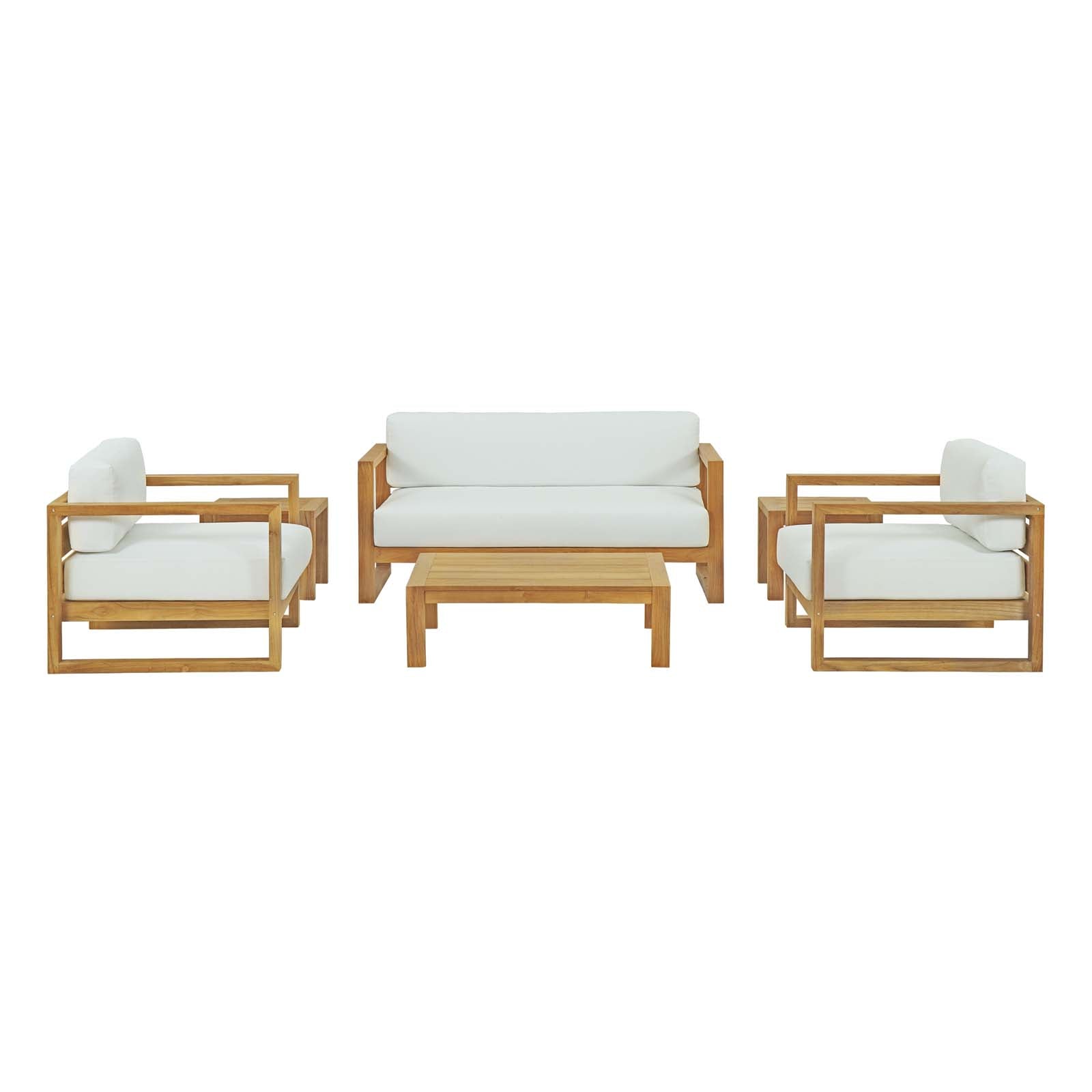 Premium 6-Piece Teak Outdoor Patio Furniture Set - Durable Garden Dining Table & Chairs for Backyard, Poolside & Deck - Perfect for Entertaining & Relaxing