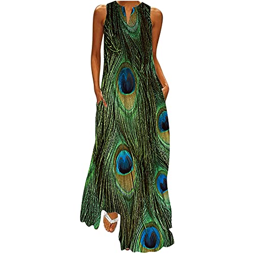 Women's Sleeveless Maxi Dresses - Casual Loose Long Summer Dress with Striped & Floral Print | Beach Vacation, Party Wear & Everyday Comfort