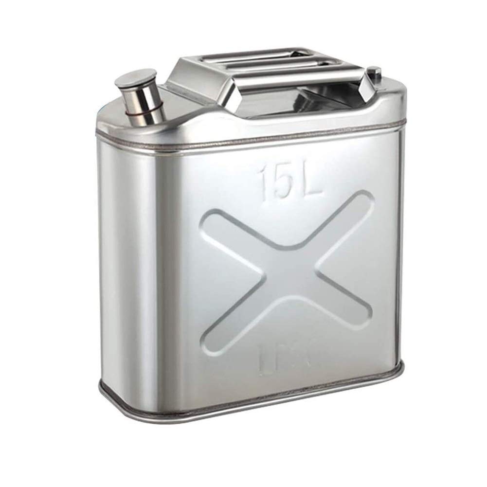 Premium Stainless Steel Gas Can - 15L Portable Anti-Corrosion Petrol & Diesel Fuel Tank for Cars, Motorcycles, Trucks | Durable Metal Fuel Container for Road Trips, Camping & Emergency Use