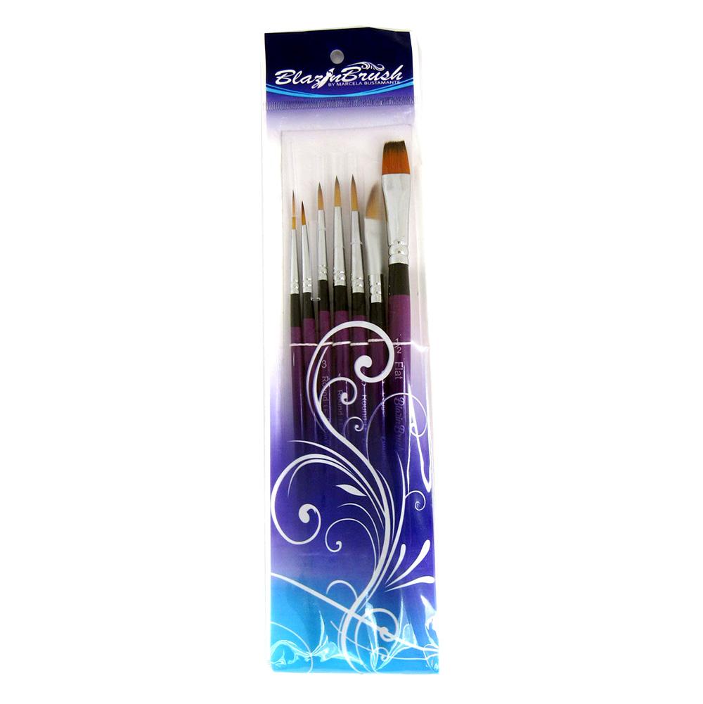 Marcela Bustamante Blazin Brush Set - 7-Piece Professional Makeup Brush Kit for Foundation, Blush & Contouring | Perfect for Home & Salon Use