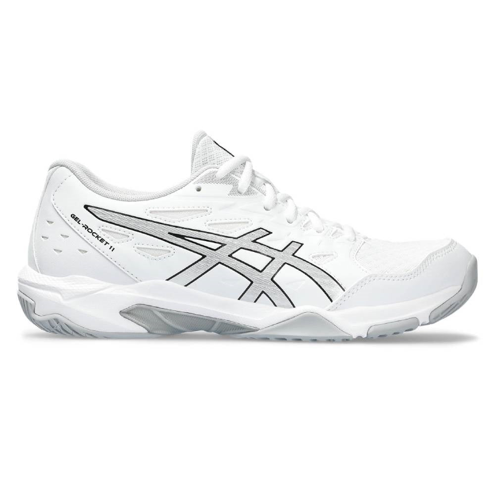 ASICS Gel Rocket 11 Women's Volleyball Shoes - Lightweight Indoor Court Sneakers for Badminton, Squash & Gym Training (White/Silver) - Perfect for Sports Enthusiasts & Professional Athletes