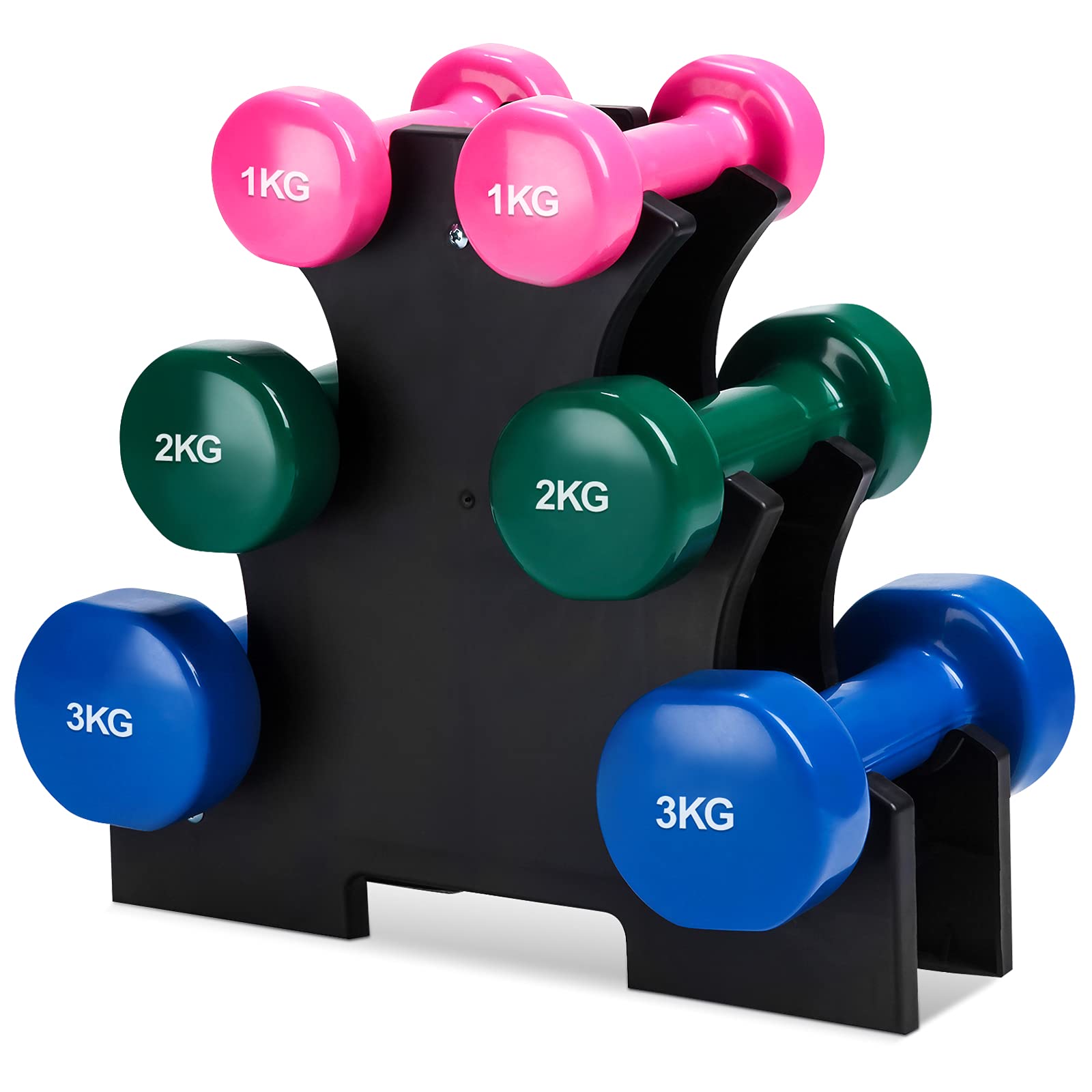 3-Pair Hex Dumbbell Set with Stand - Adjustable Free Weights for Home Gym Strength Training | Perfect for Full-Body Workouts, Muscle Building & Fitness Enthusiasts